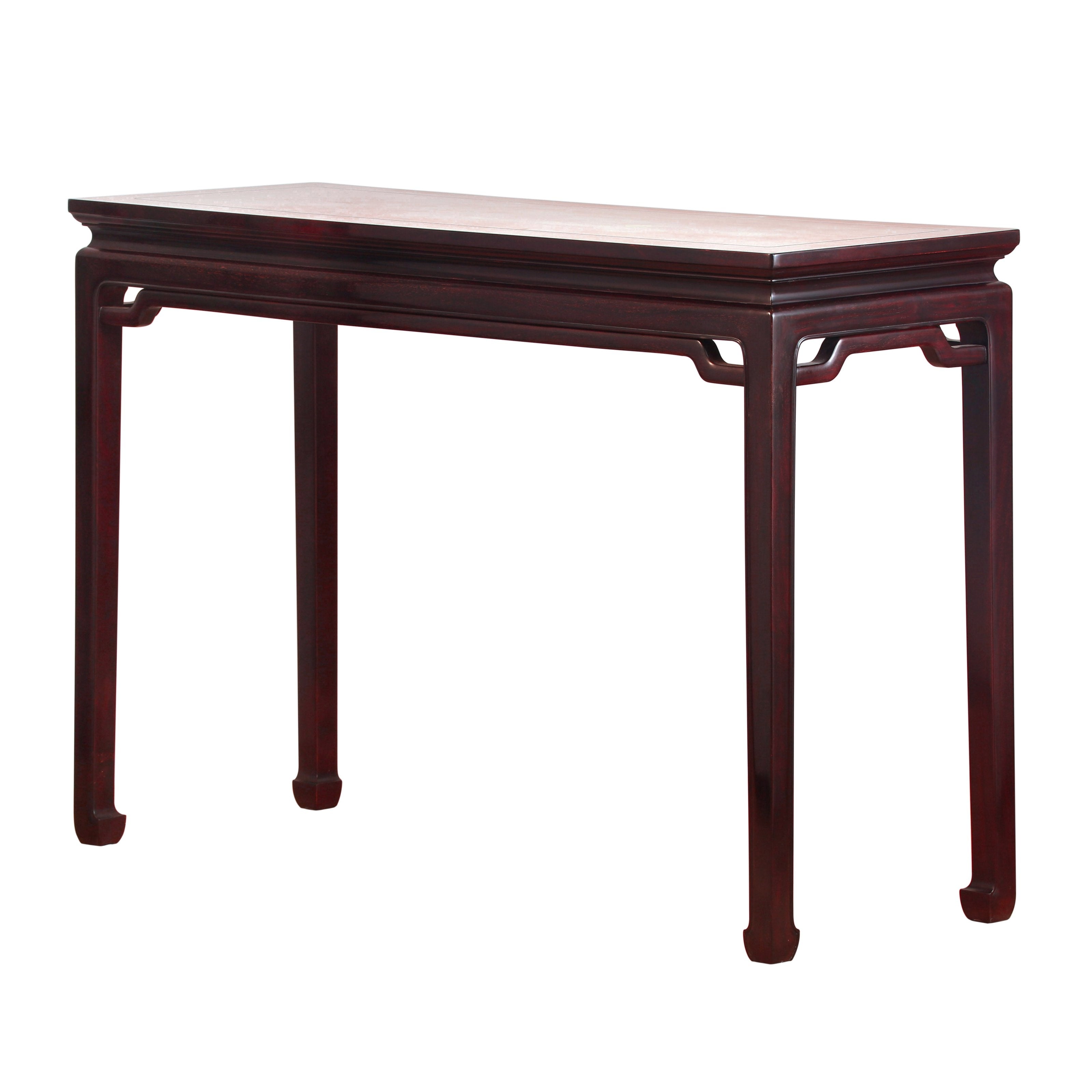 高束腰顶牙罗锅枨马蹄足条桌