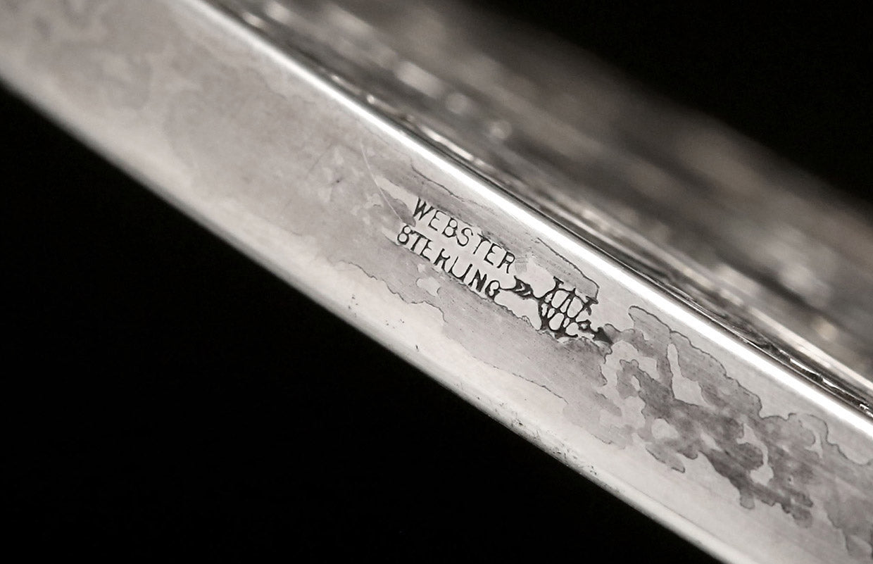 英国19世纪纯银包水晶刻花茶盘