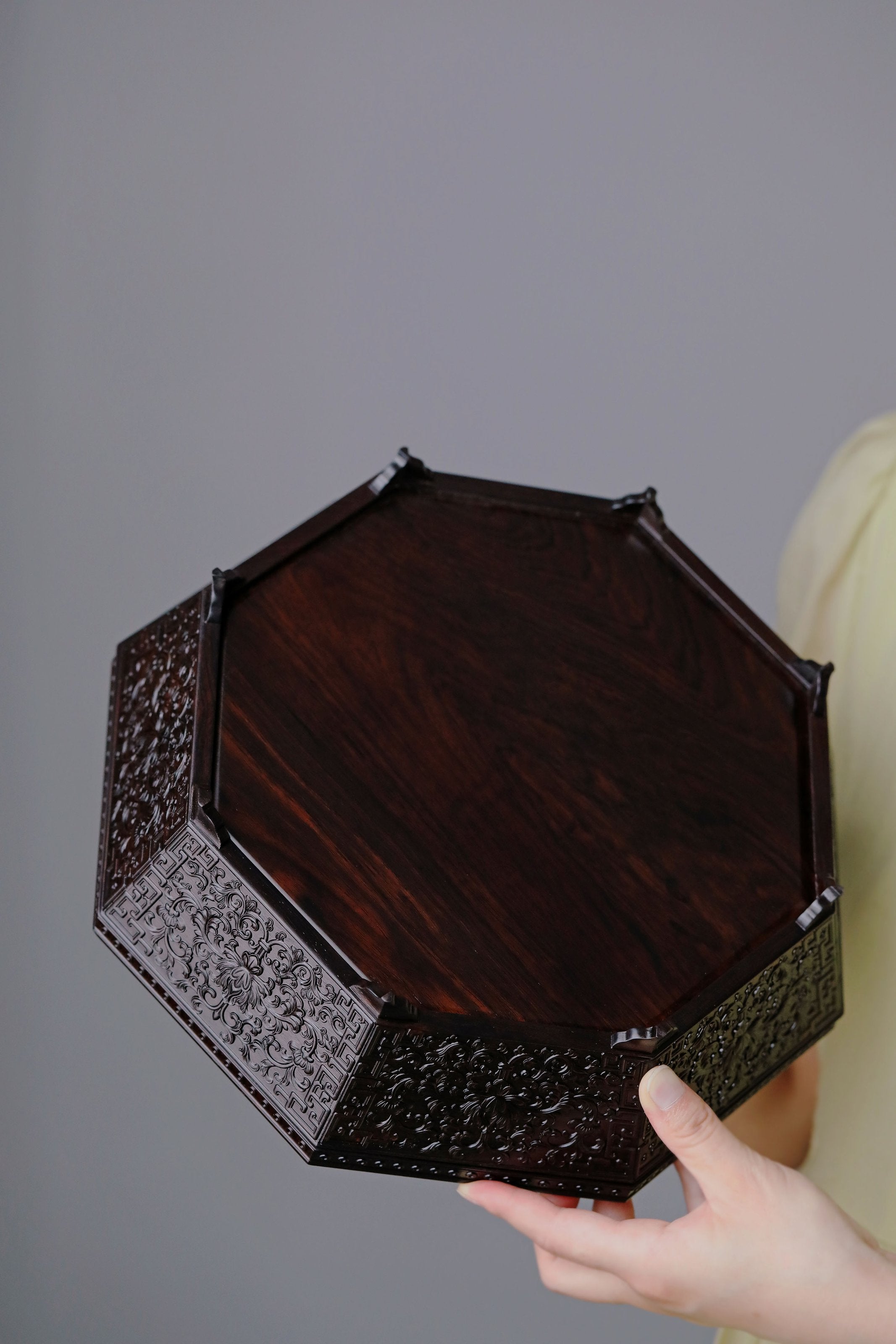 紫光檀 素面 八宝果盒