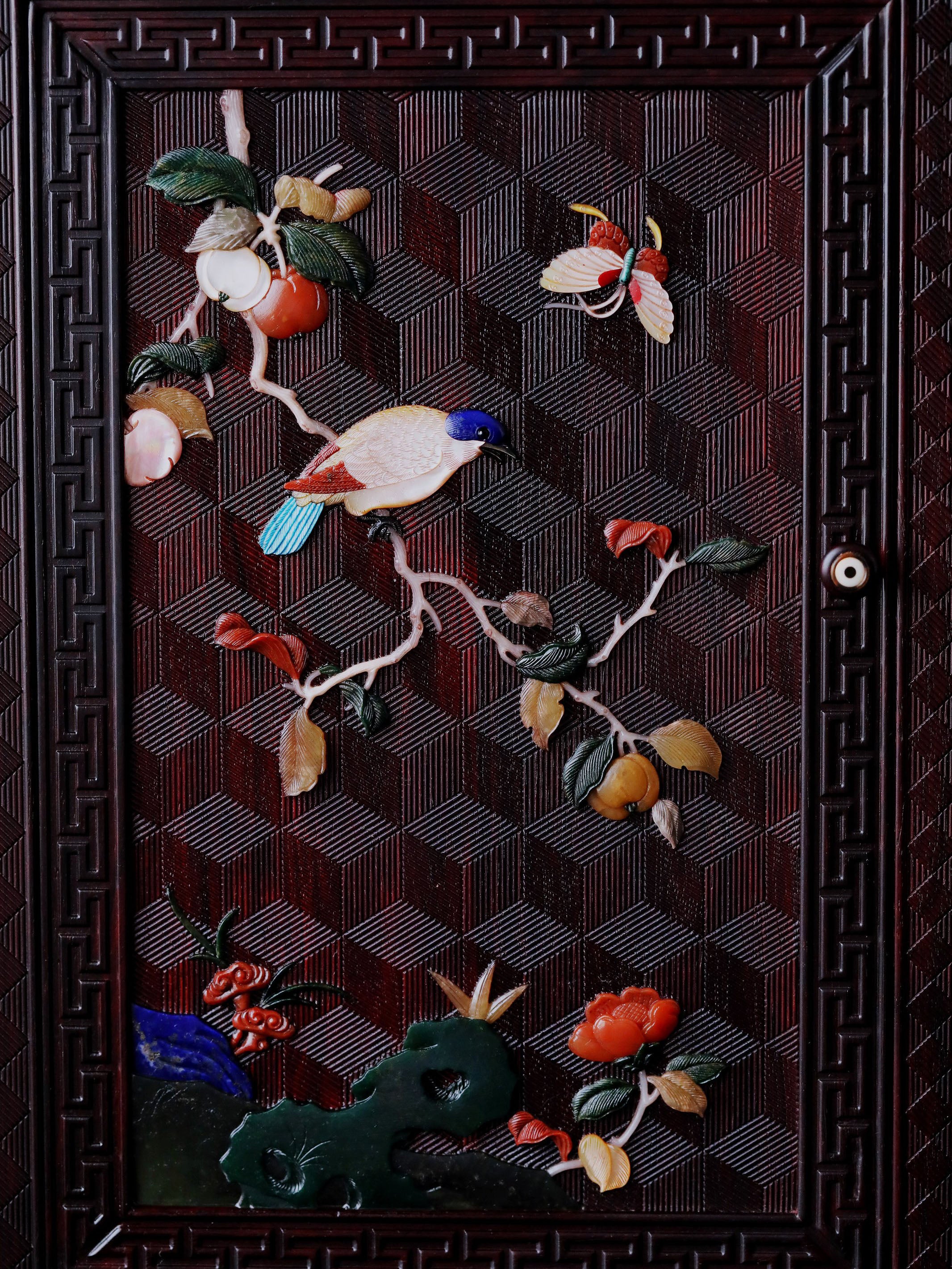 小葉紫檀百寶嵌案上博古架