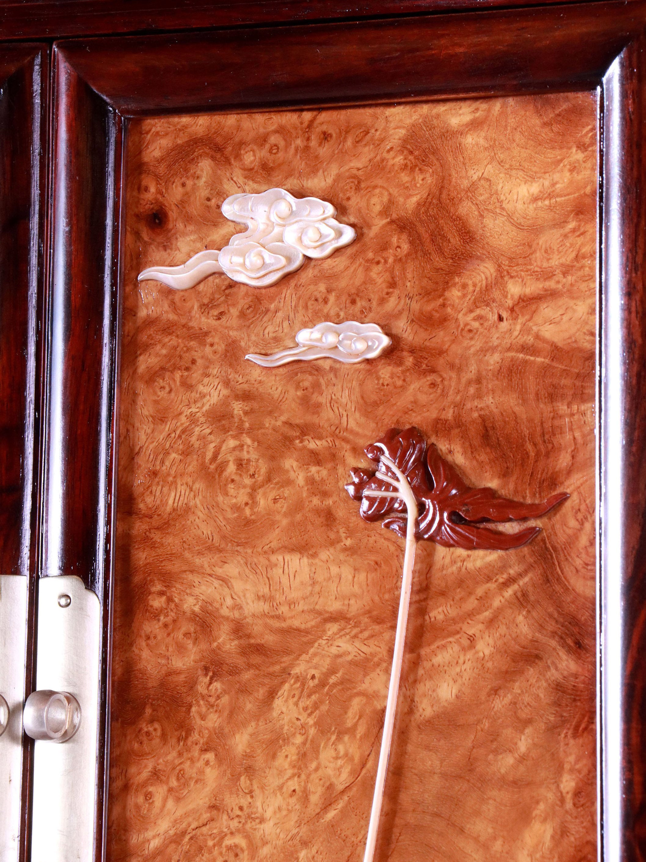 酸枝嵌癭木百寶嵌圓角案上茶邊櫃