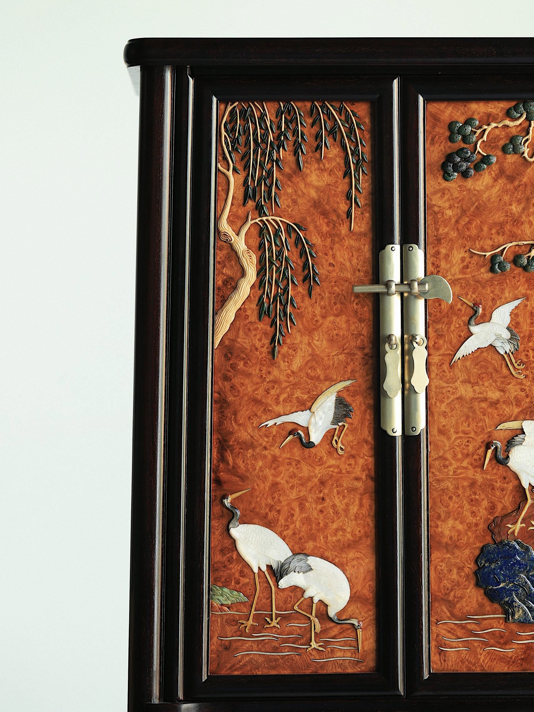 酸枝嵌癭木百寶嵌圓角案上茶邊櫃