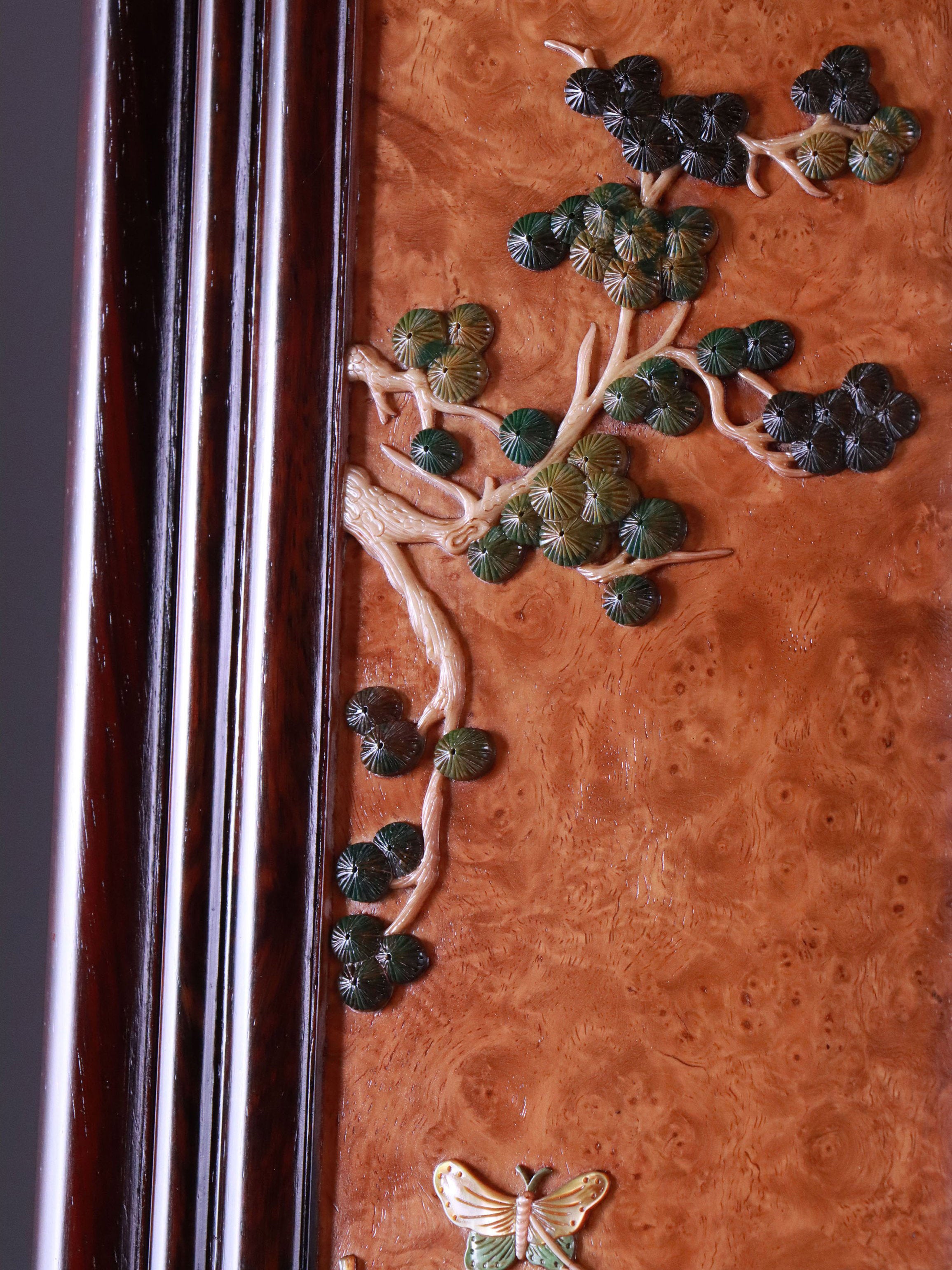 酸枝嵌癭木百寶嵌圓角案上茶邊櫃