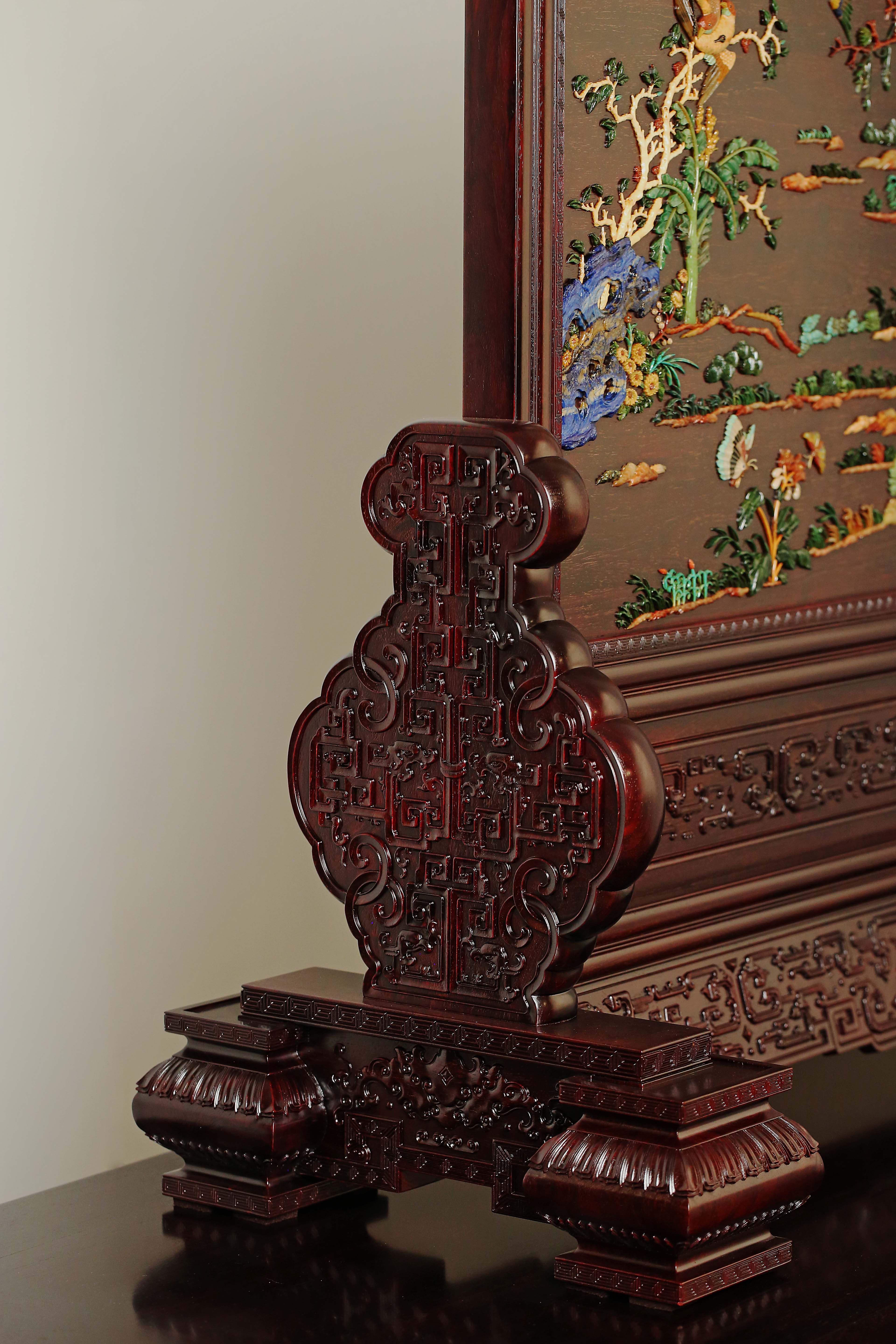 百宝嵌百鸟图超大插屏