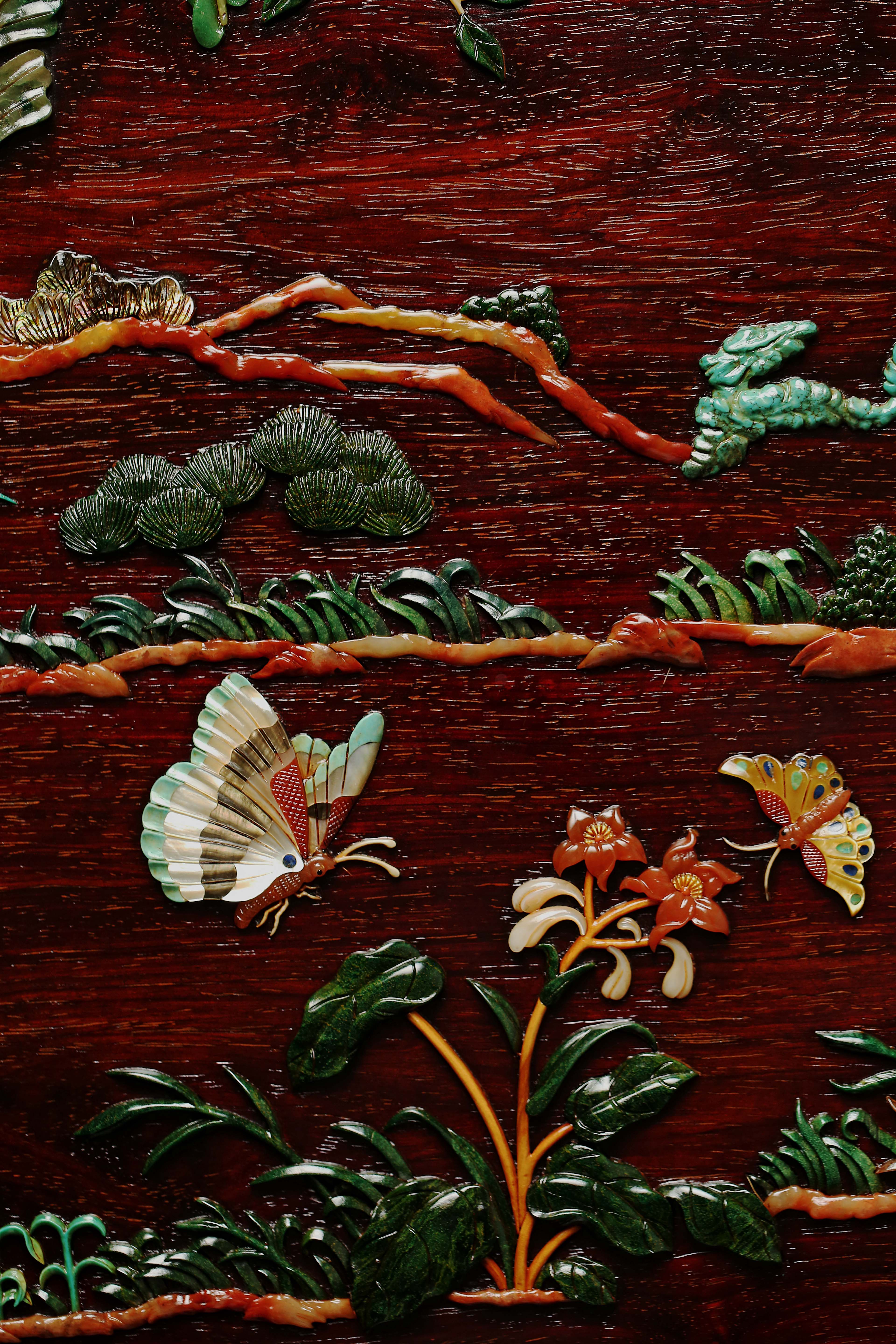 百宝嵌百鸟图超大插屏