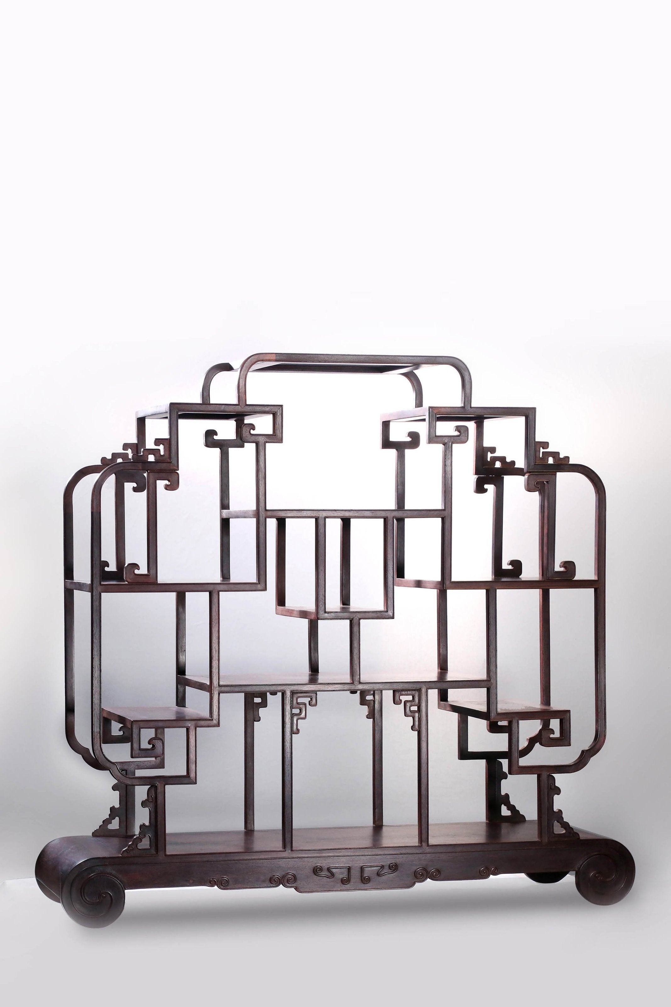 大红酸枝/紫檀 卷书博古架