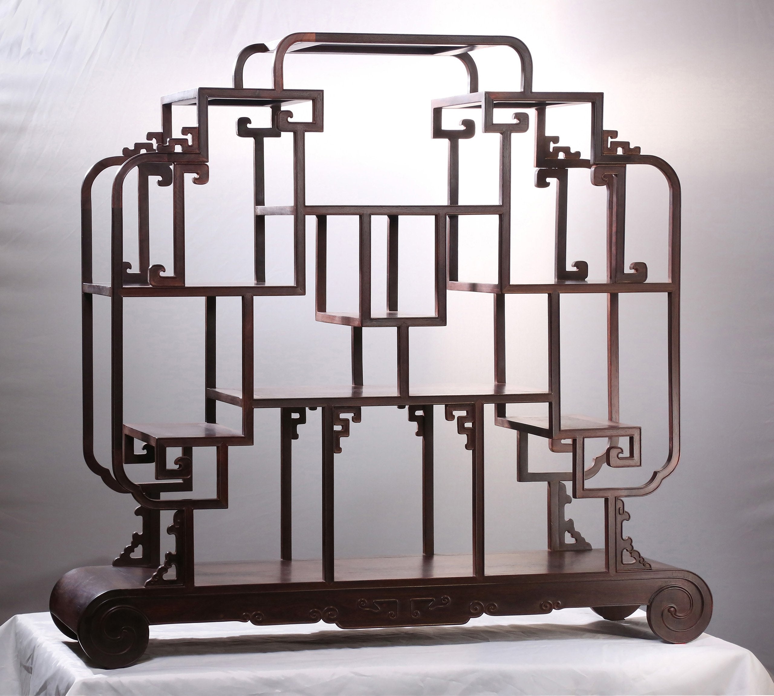 大红酸枝/紫檀 卷书博古架