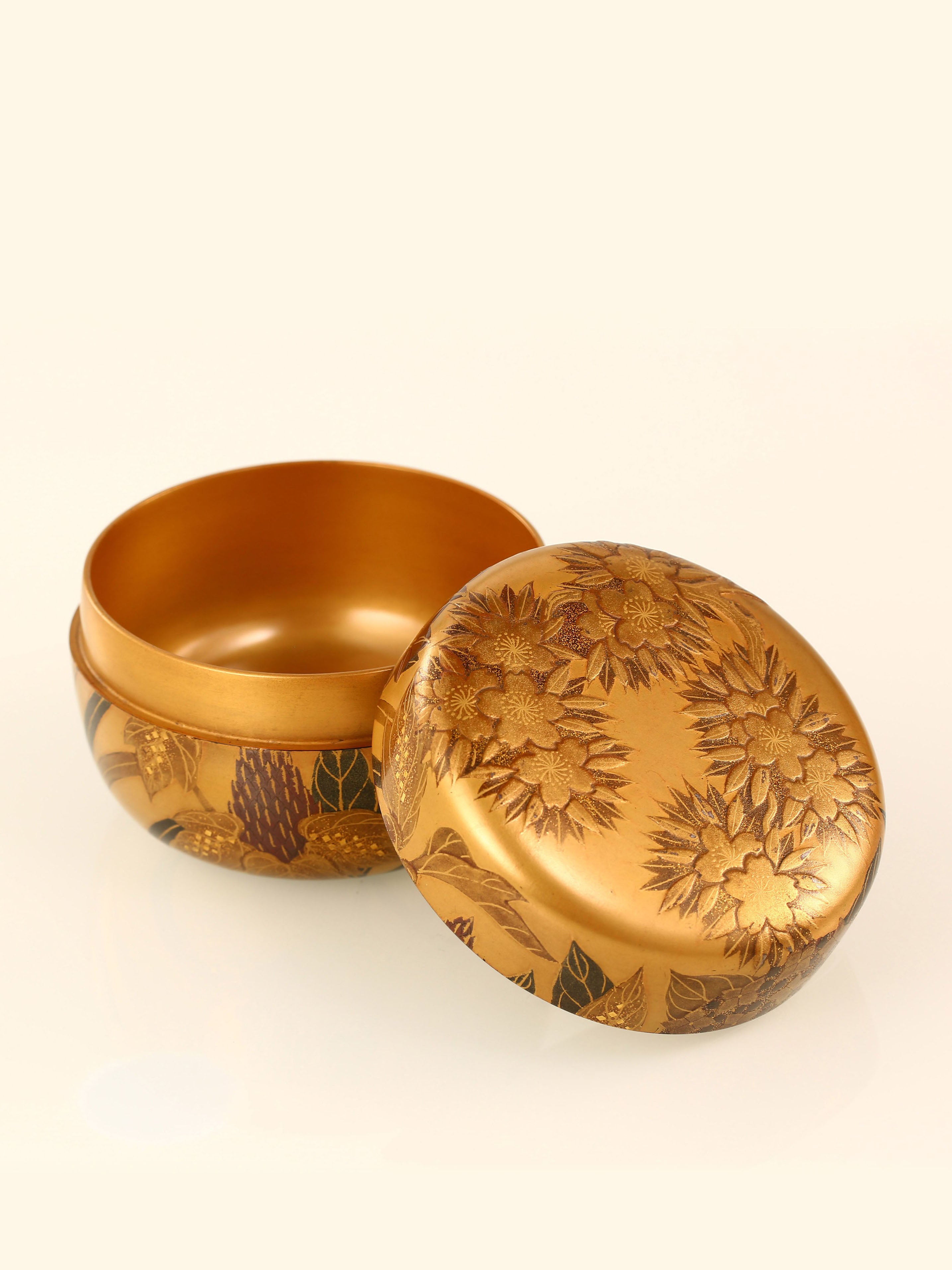 Floral pattern gold-painted gold ground tea date
