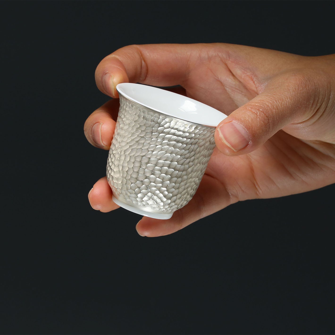 錘紋銀釉花神杯