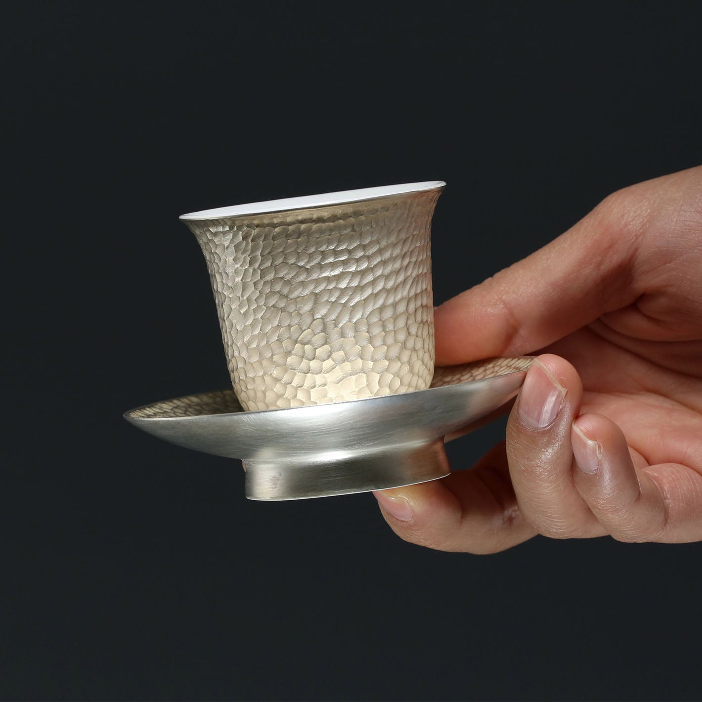 錘紋銀釉花神杯