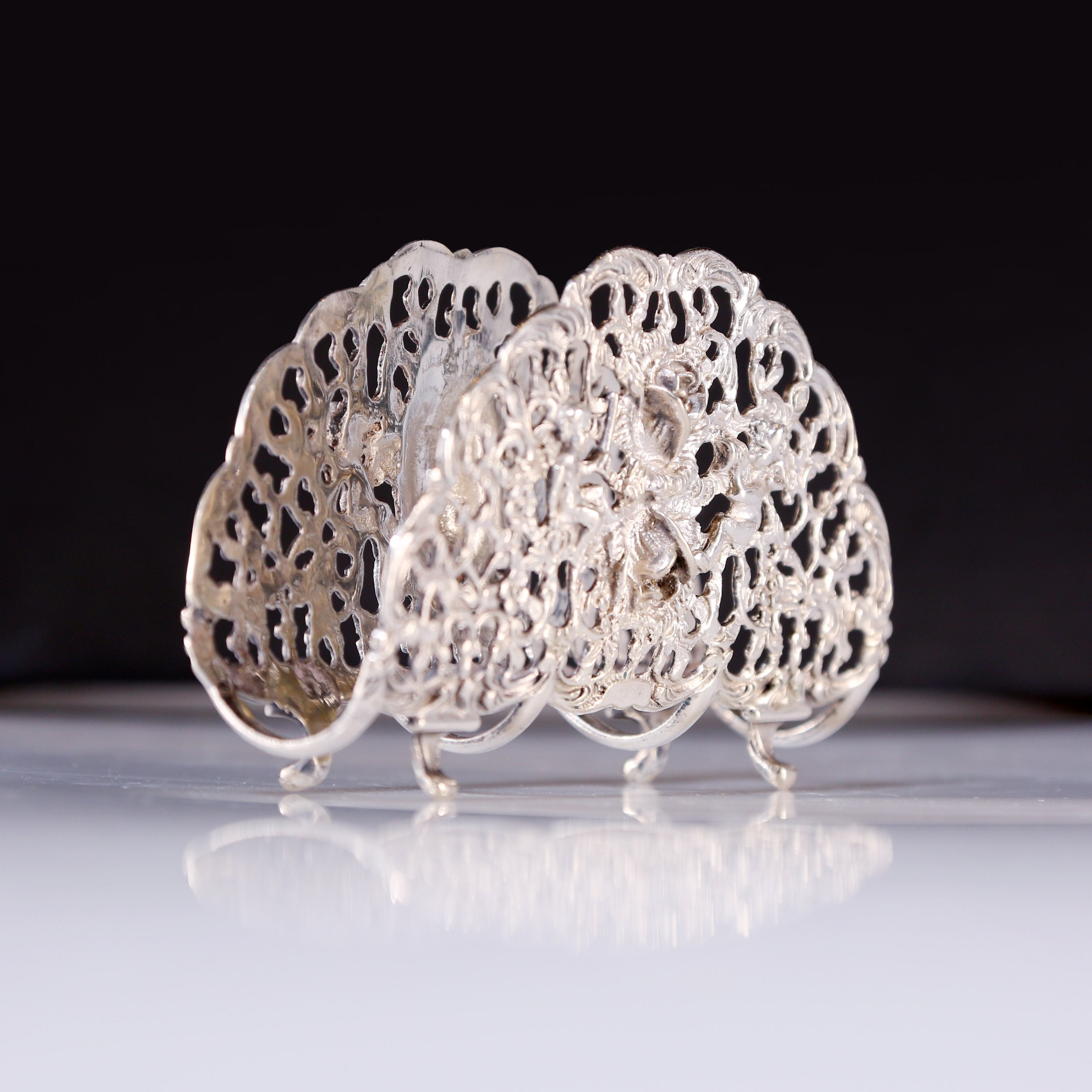 欧洲古董小天使纯银玫瑰纸巾架