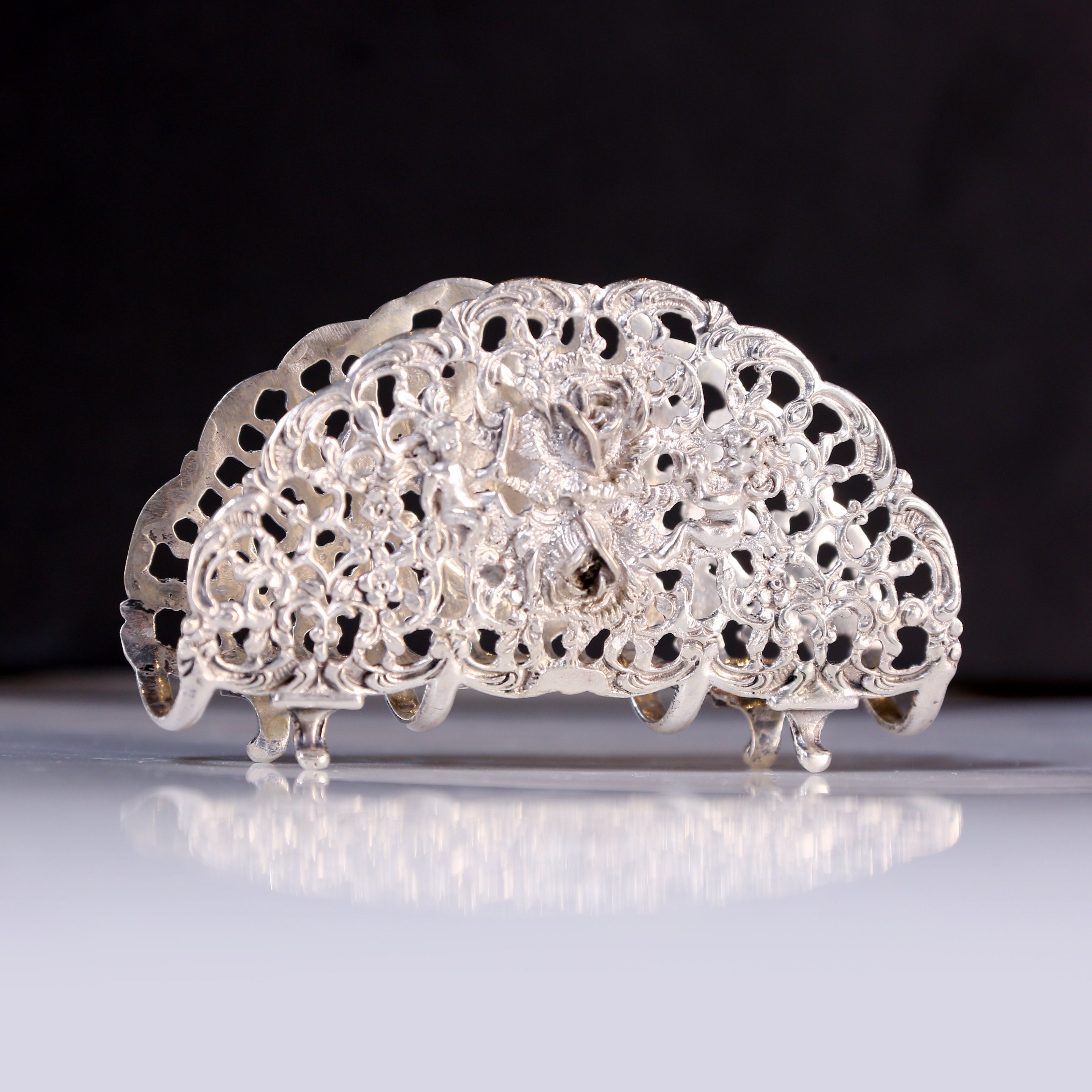 欧洲古董小天使纯银玫瑰纸巾架