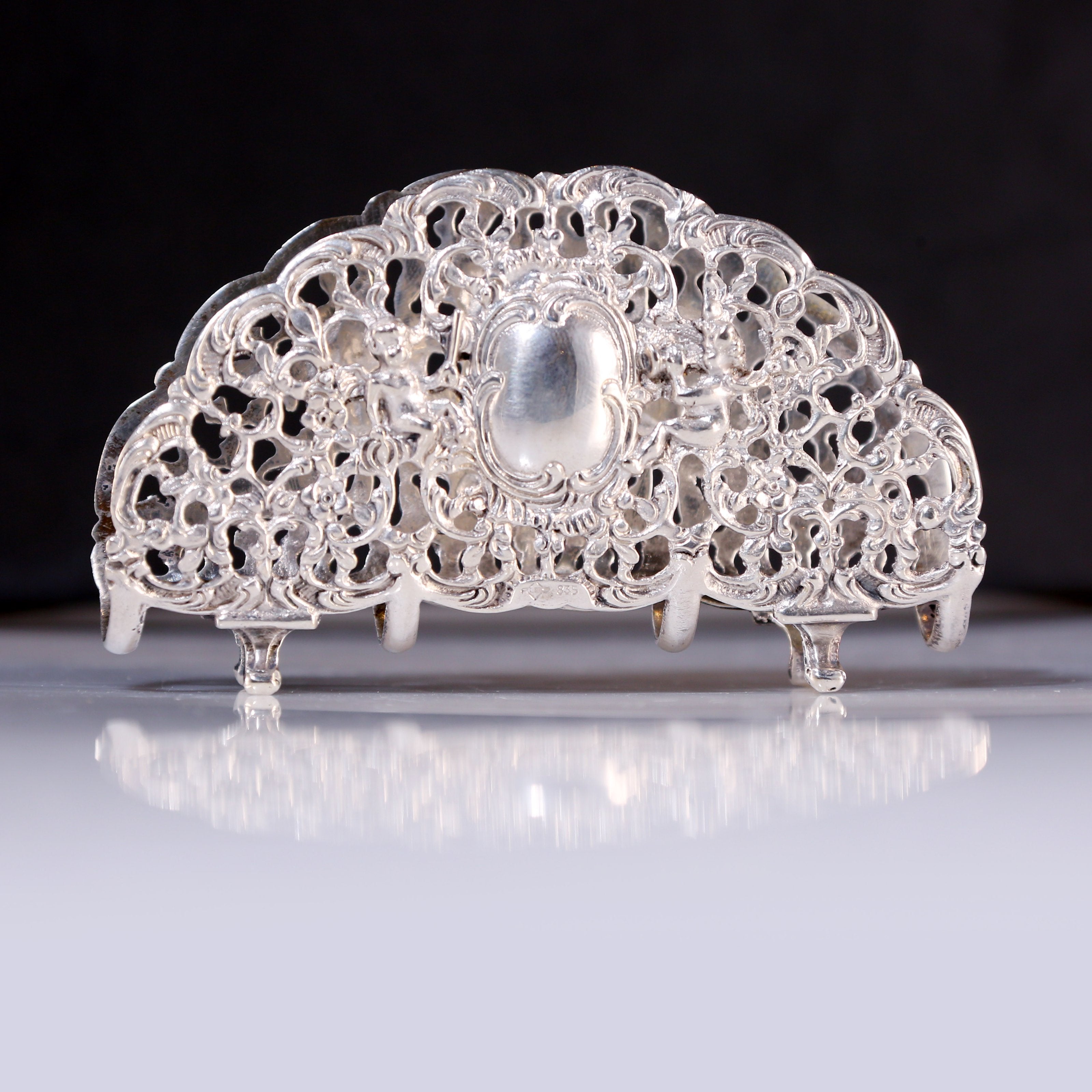 欧洲古董小天使纯银玫瑰纸巾架