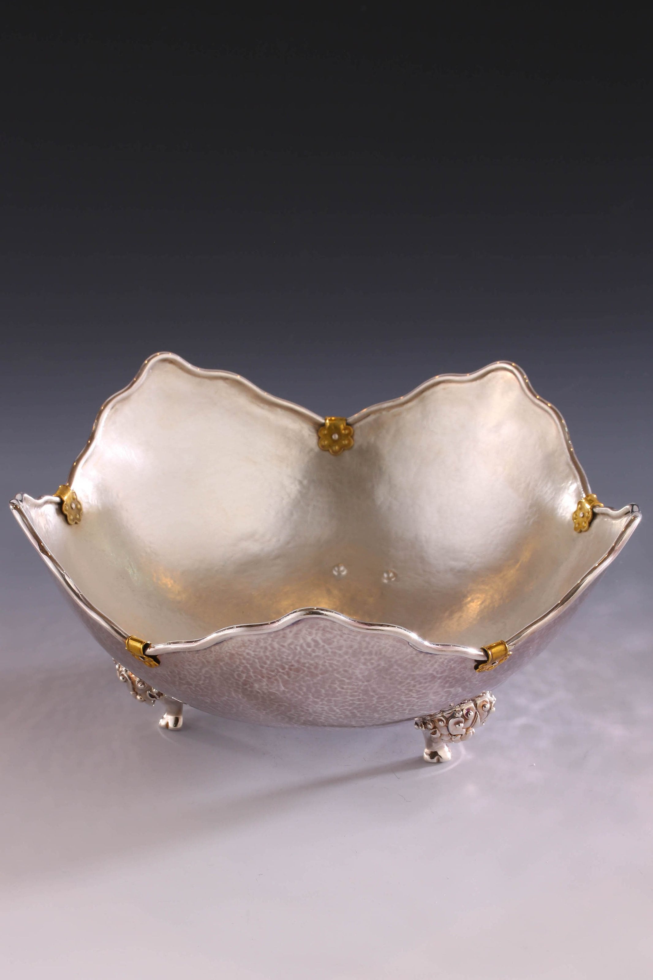 纯银饰金茶点盘