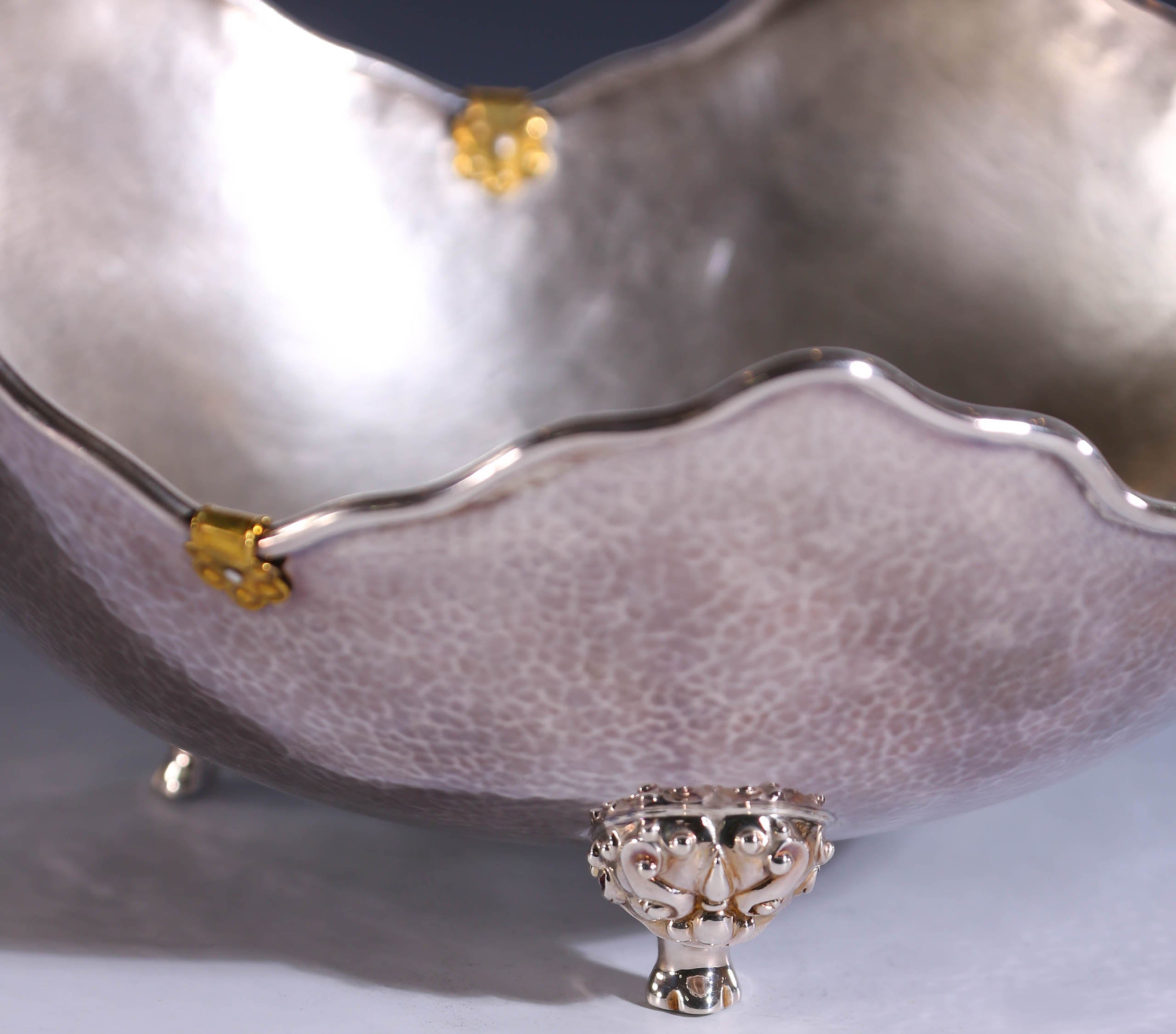 纯银饰金茶点盘