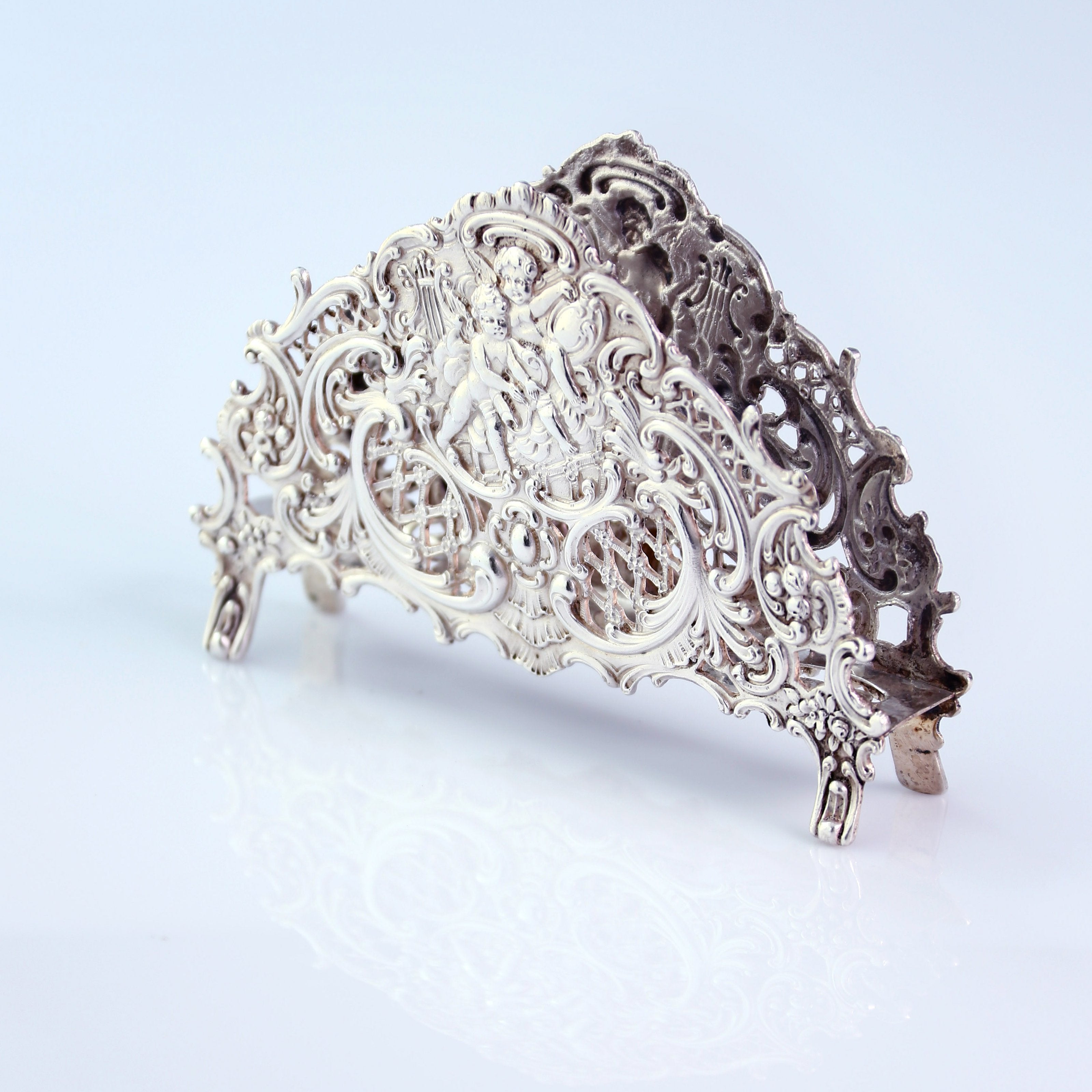 欧洲古董纯银天使纸巾架