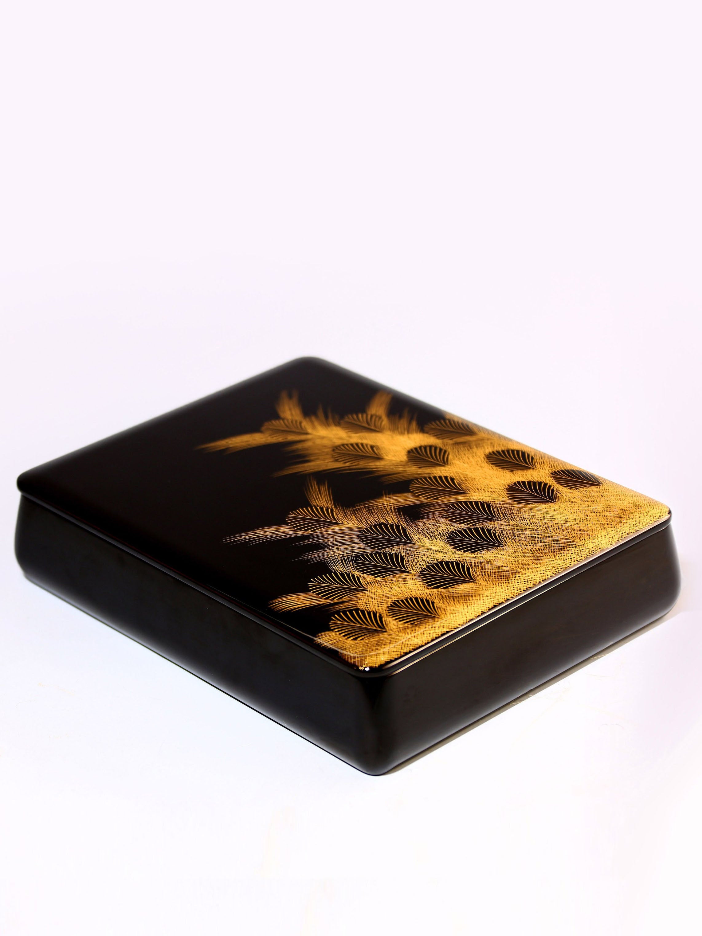 日本大漆沈金师光石作文房盒