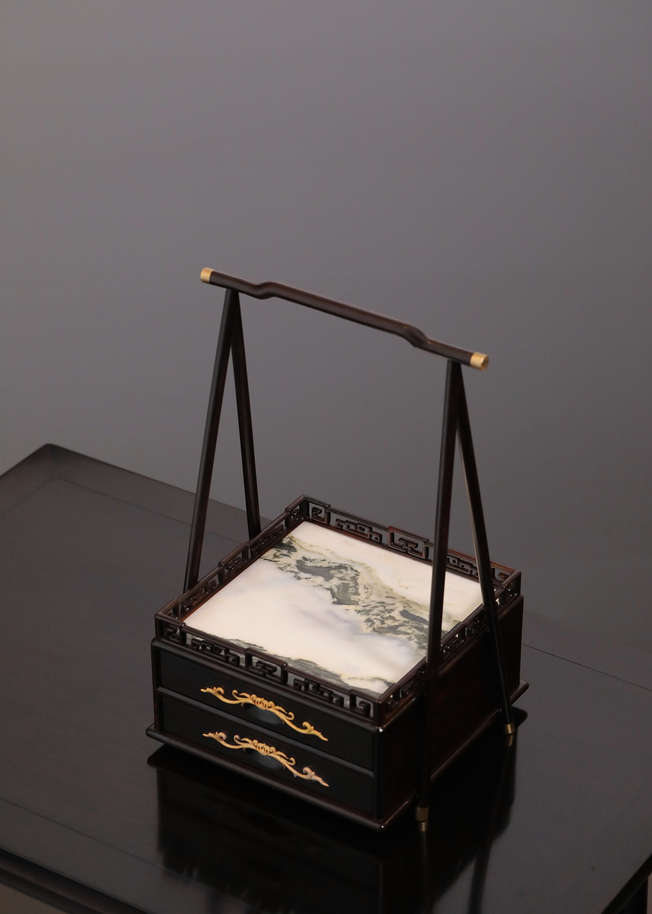 大红酸枝 提梁茶盒