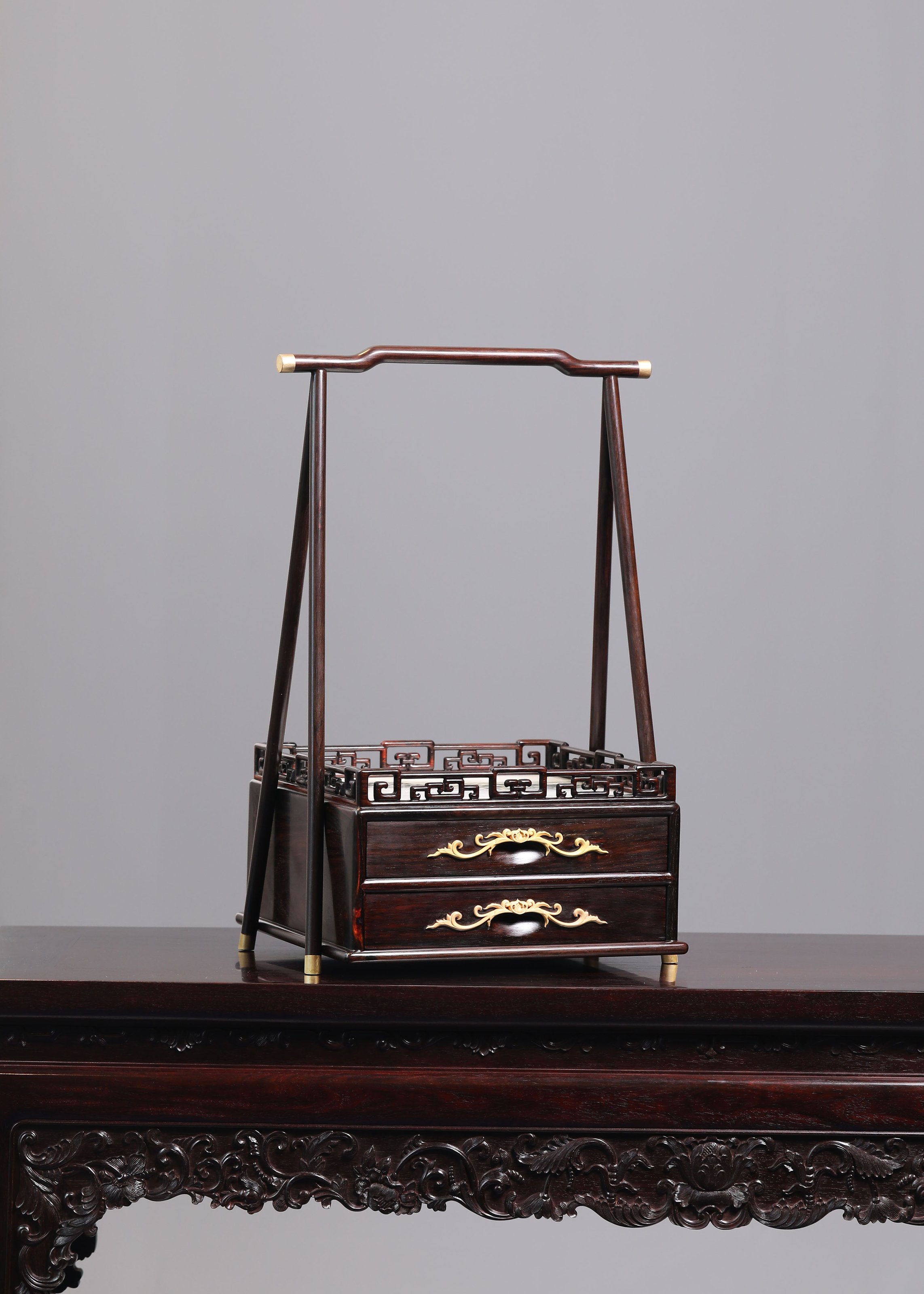 大红酸枝 提梁茶盒