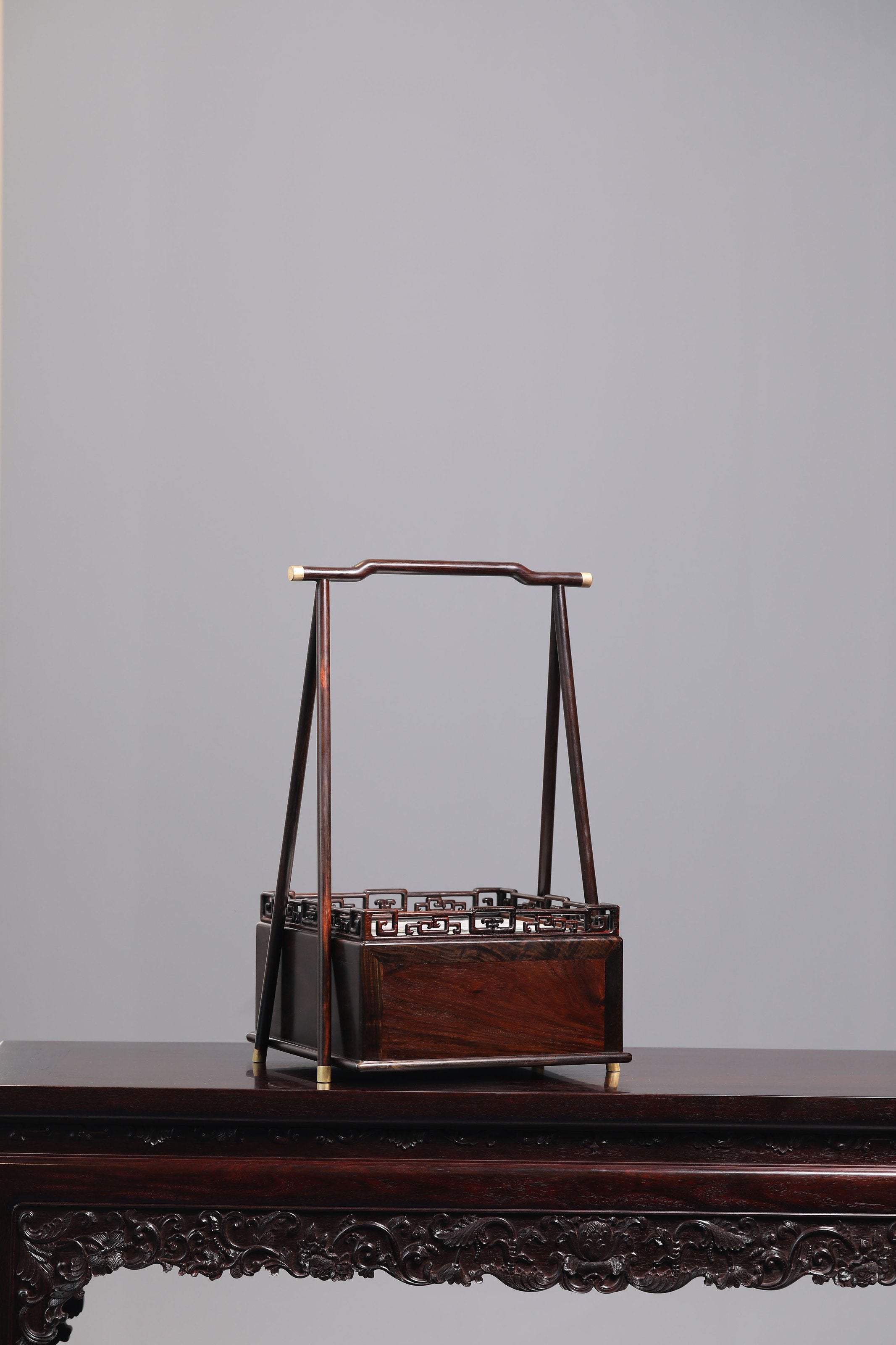 大红酸枝 提梁茶盒