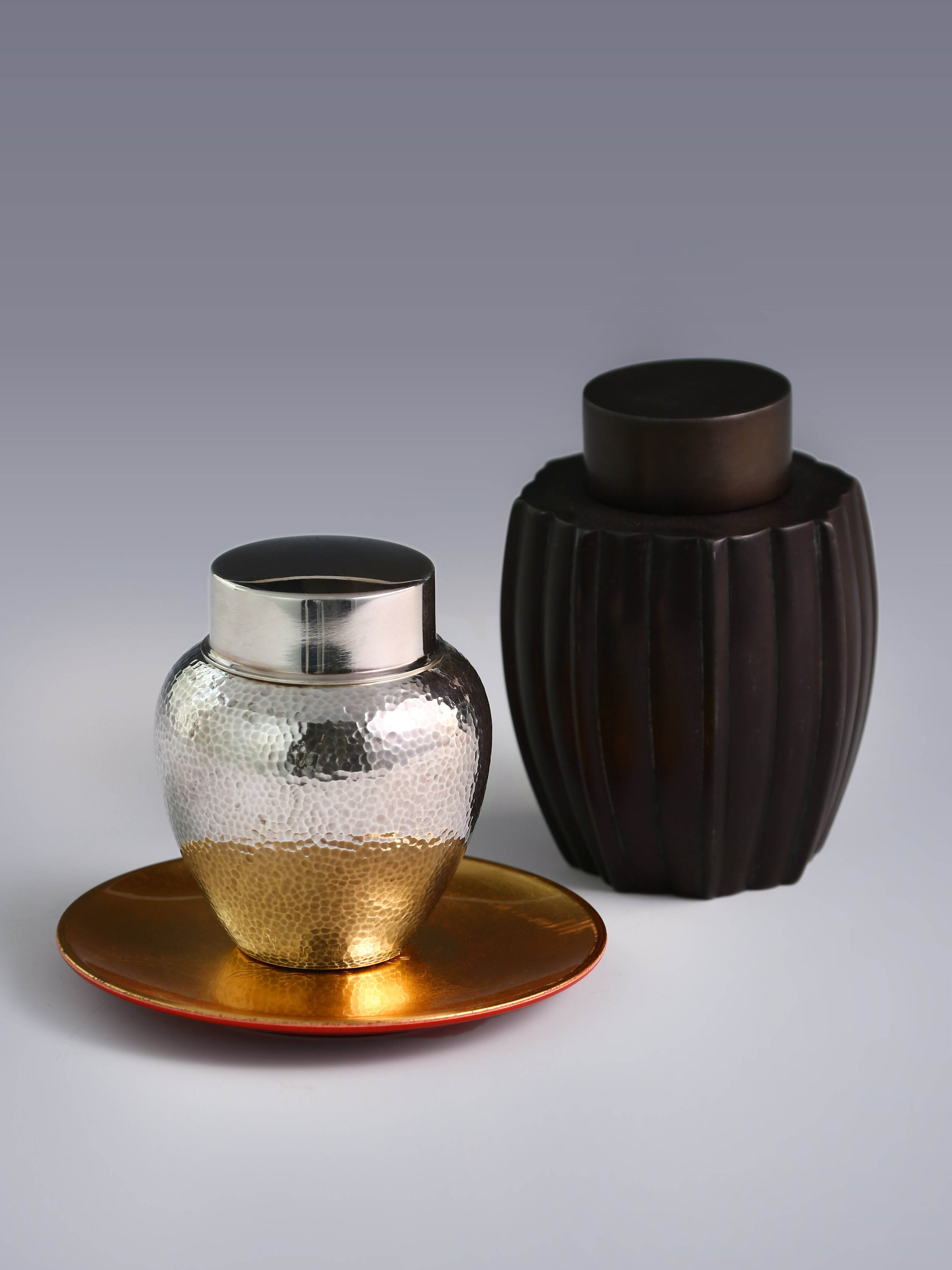 大雅堂純銀錘紋茶葉罐純錫筋紋老茶葉罐