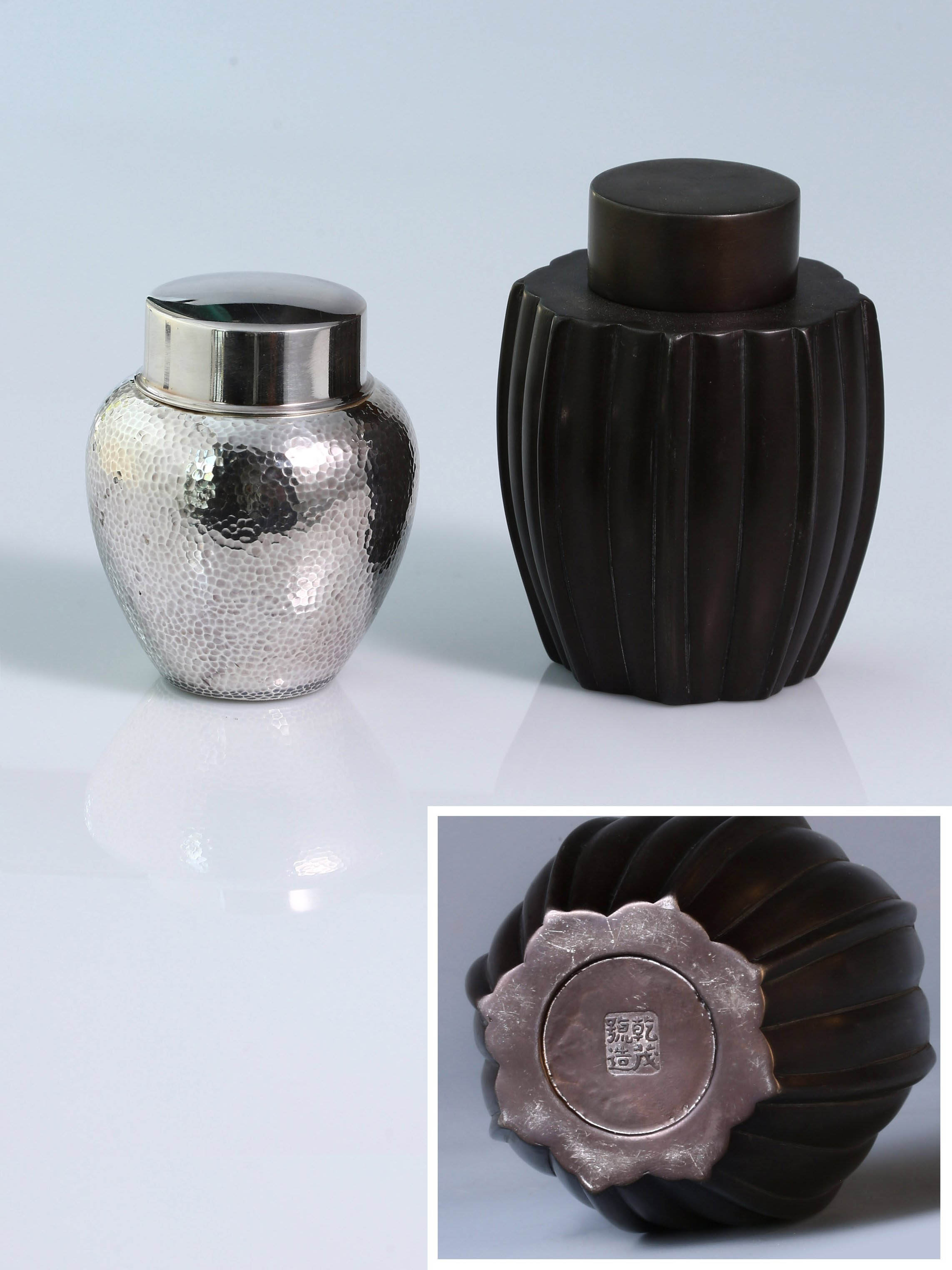 大雅堂純銀錘紋茶葉罐純錫筋紋老茶葉罐