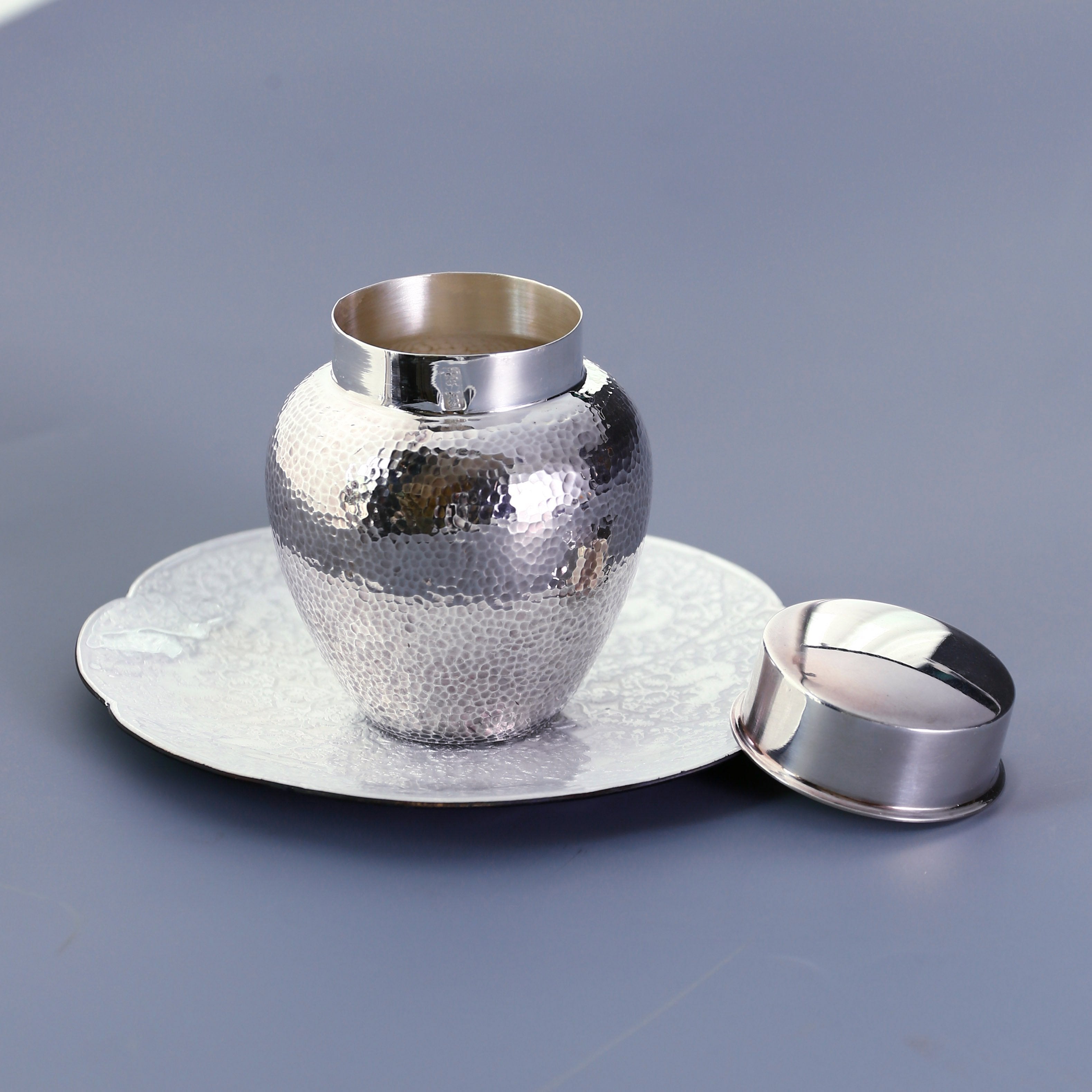 大雅堂純銀錘紋茶葉罐純錫筋紋老茶葉罐