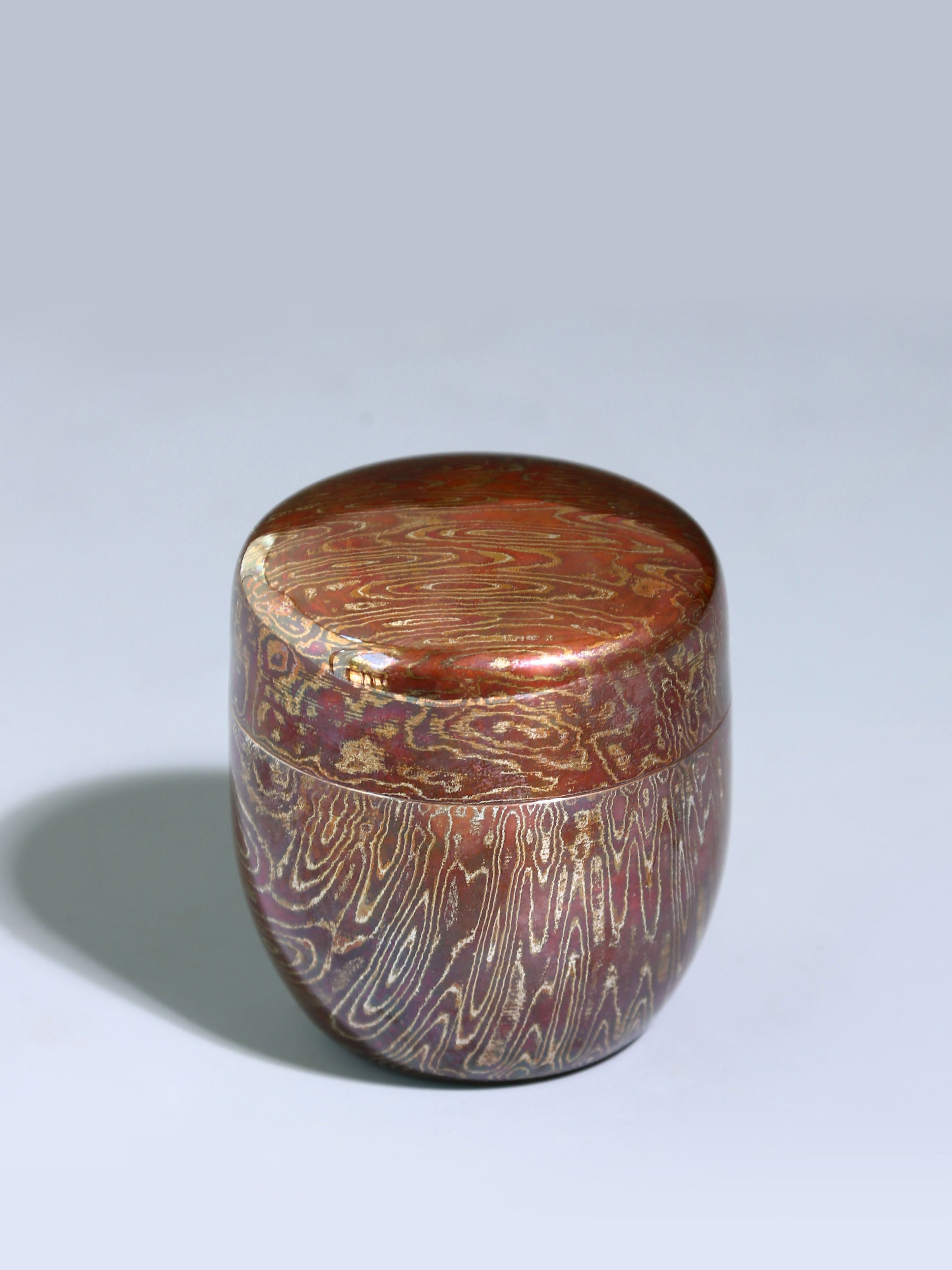 大雅堂純銀木紋金茶棗