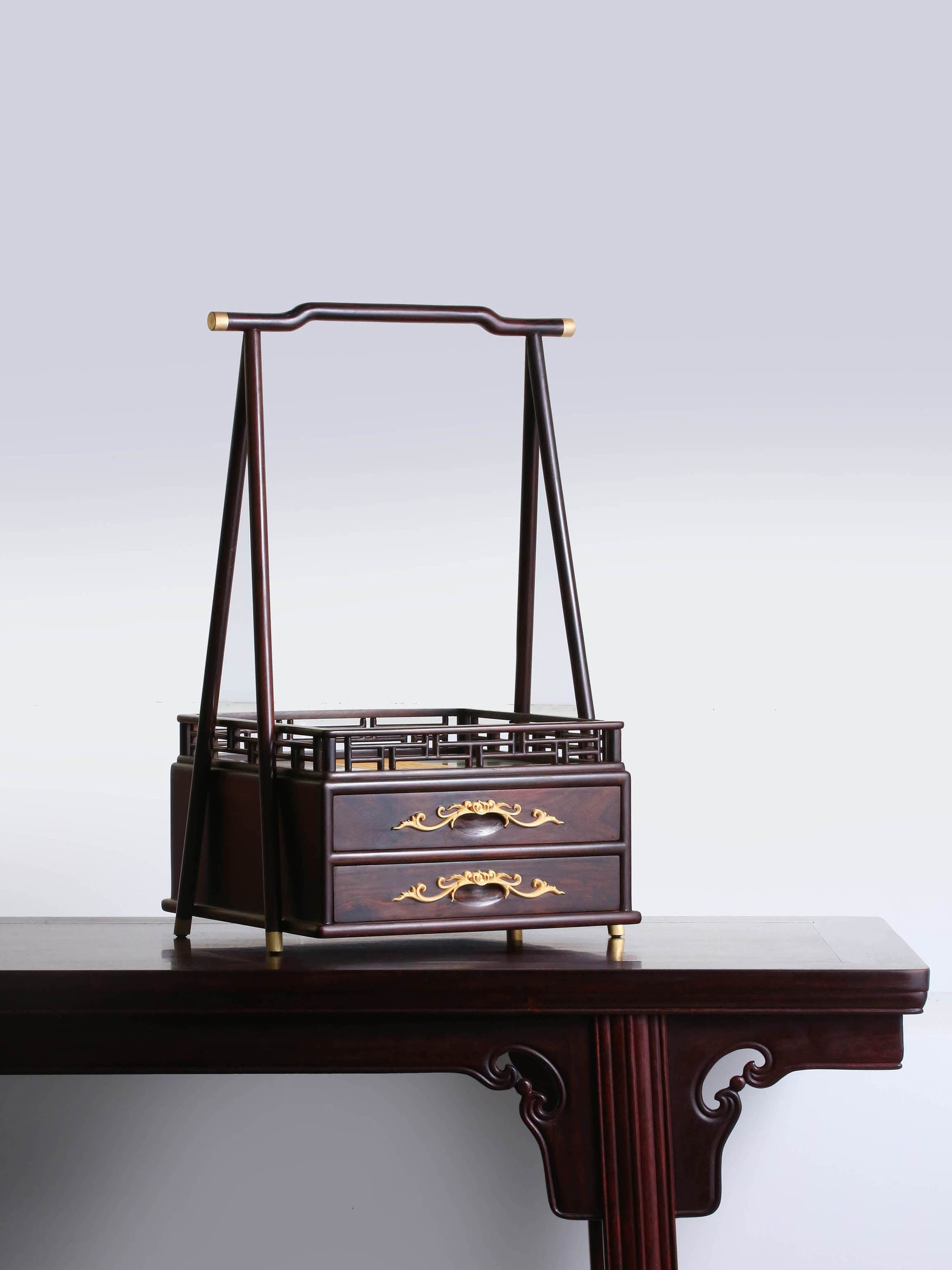 大红酸枝 提梁茶盒