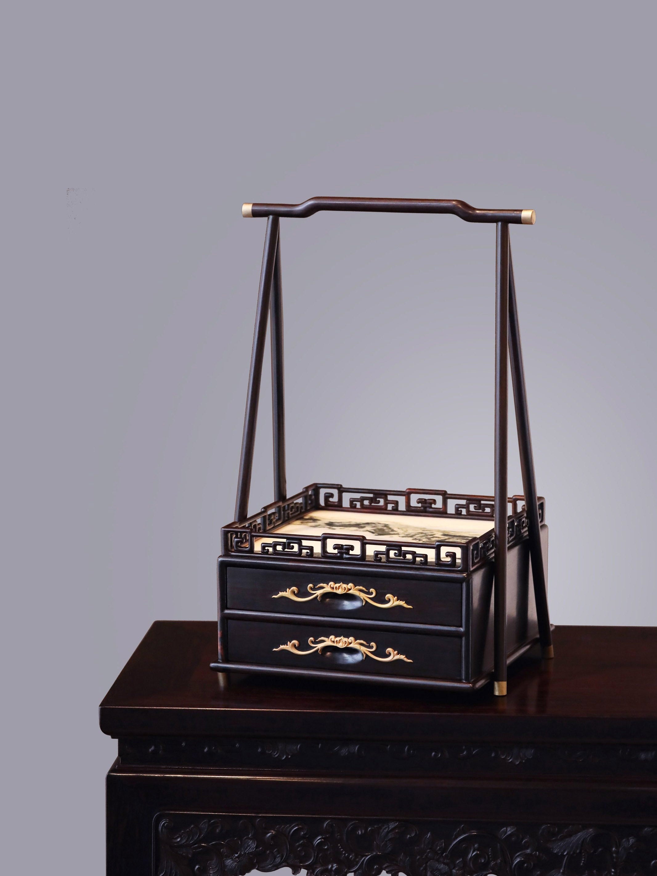 大红酸枝 提梁茶盒