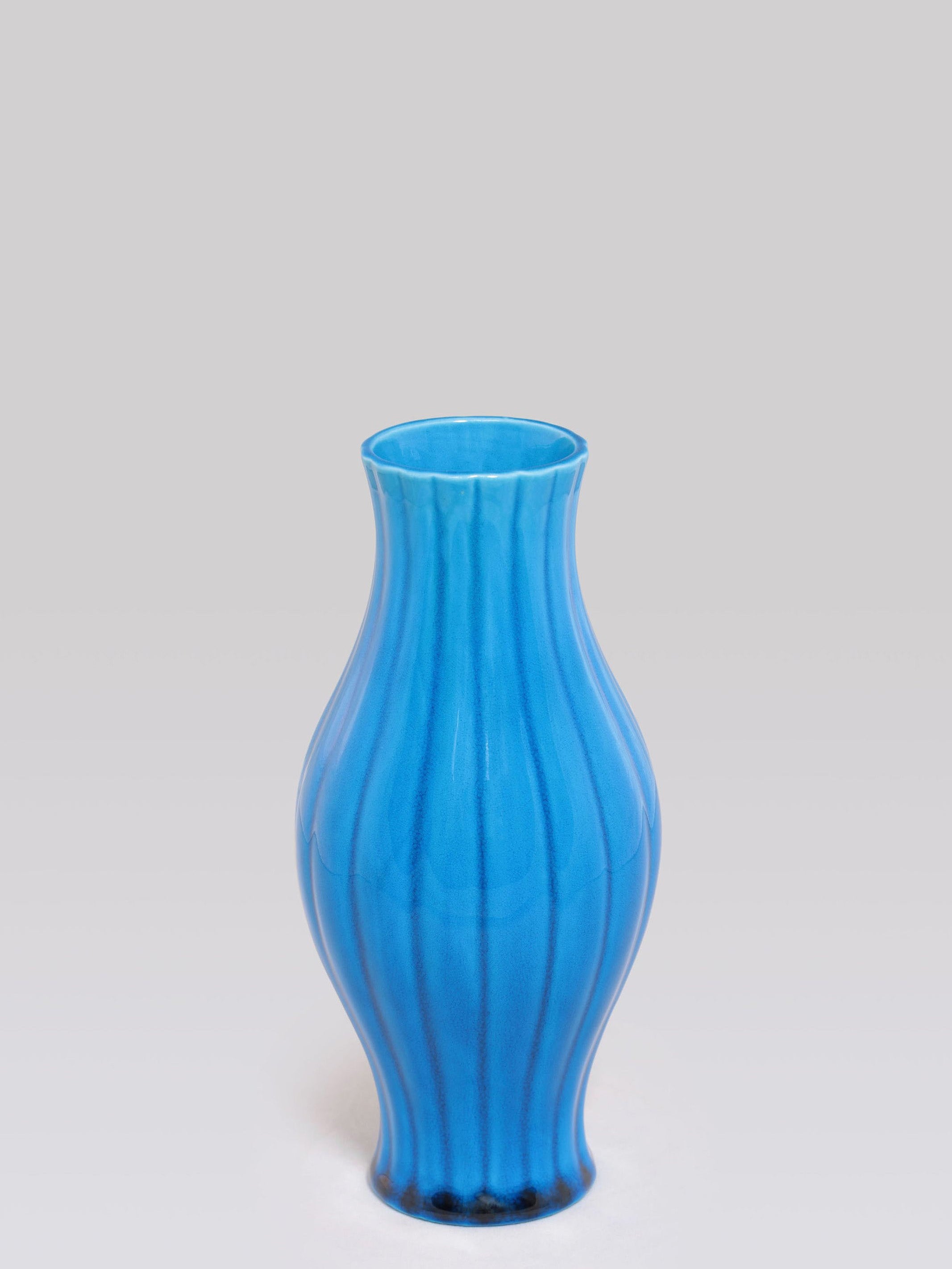 Fahua (Peacock Blue) Ribbed Vase