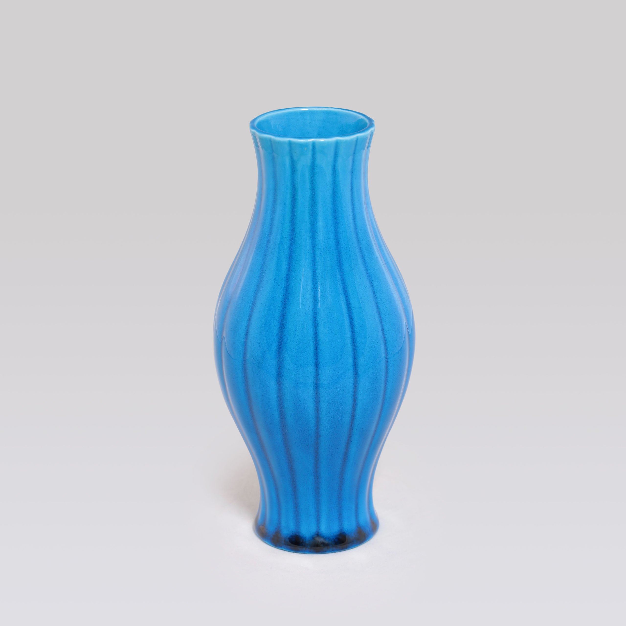 Fahua (Peacock Blue) Ribbed Vase