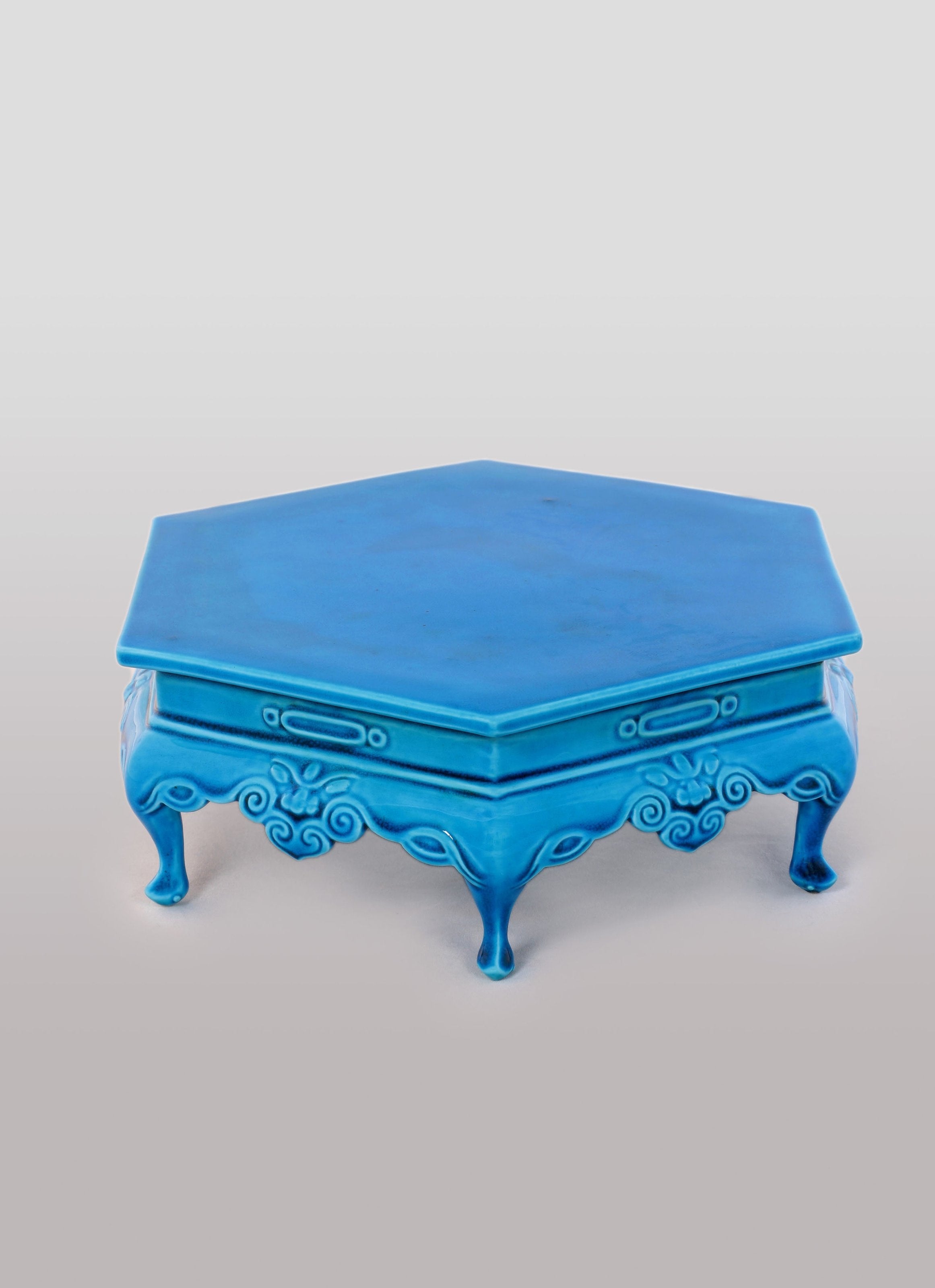 法翠(孔雀蓝)六角几