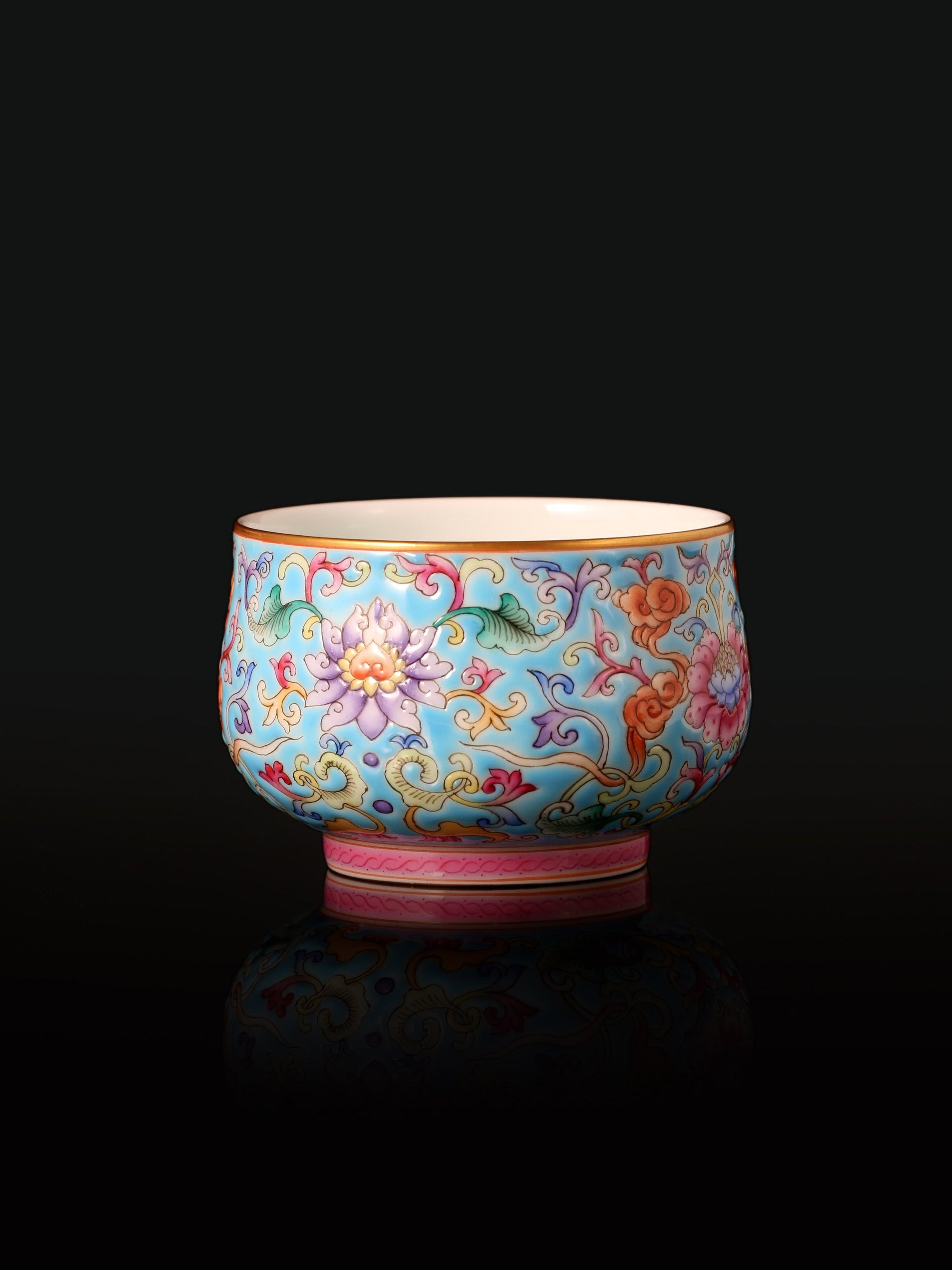 Enamel Arhat Cup with Scrolling Baoxiang Flowers