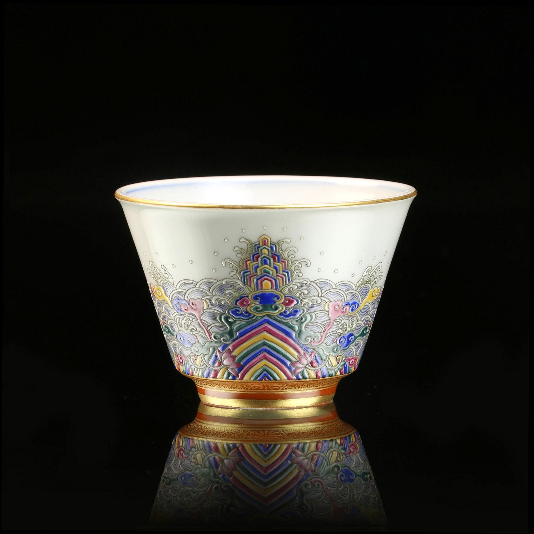 珐琅彩福山寿海盖碗/杯