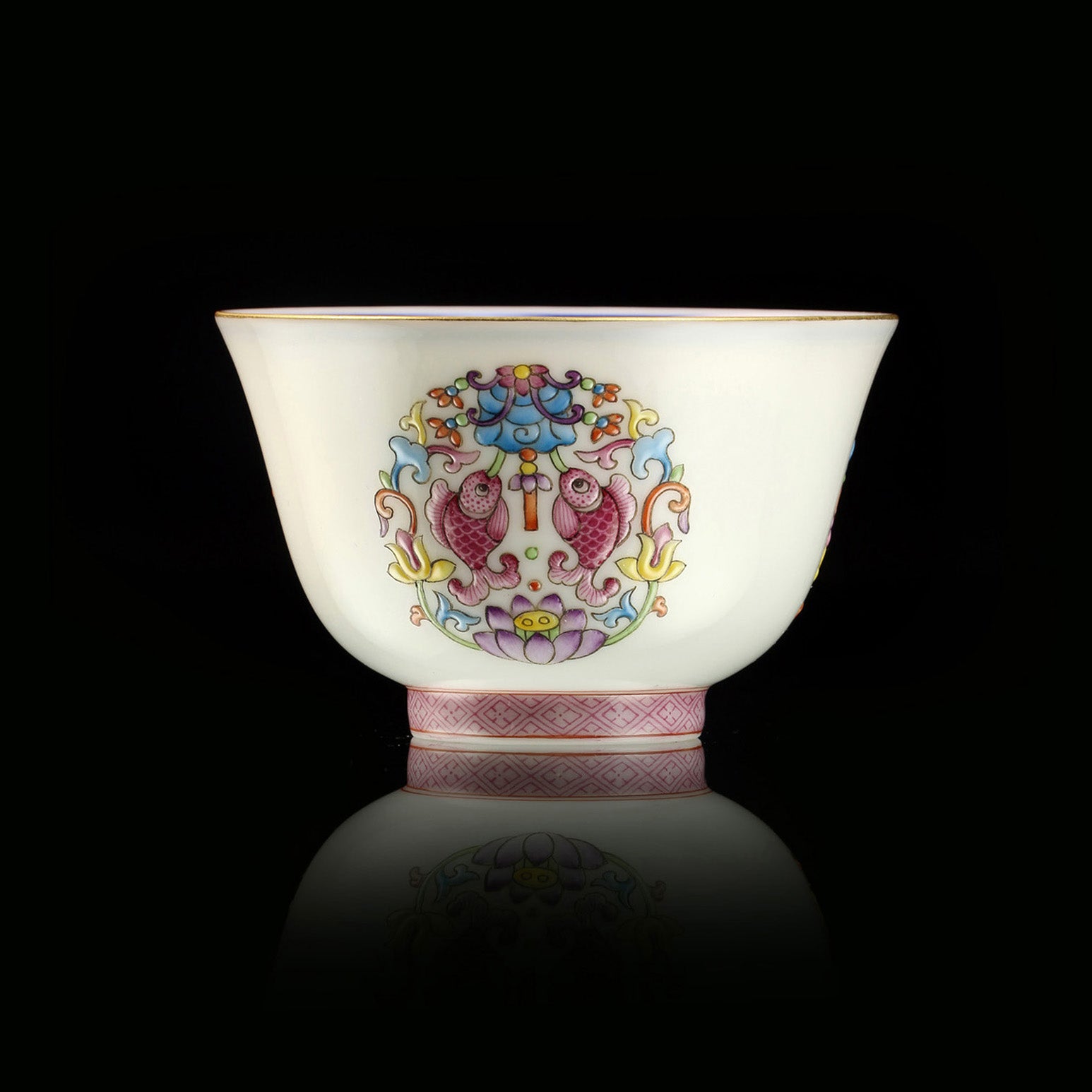 珐琅彩连年有余铃铛杯