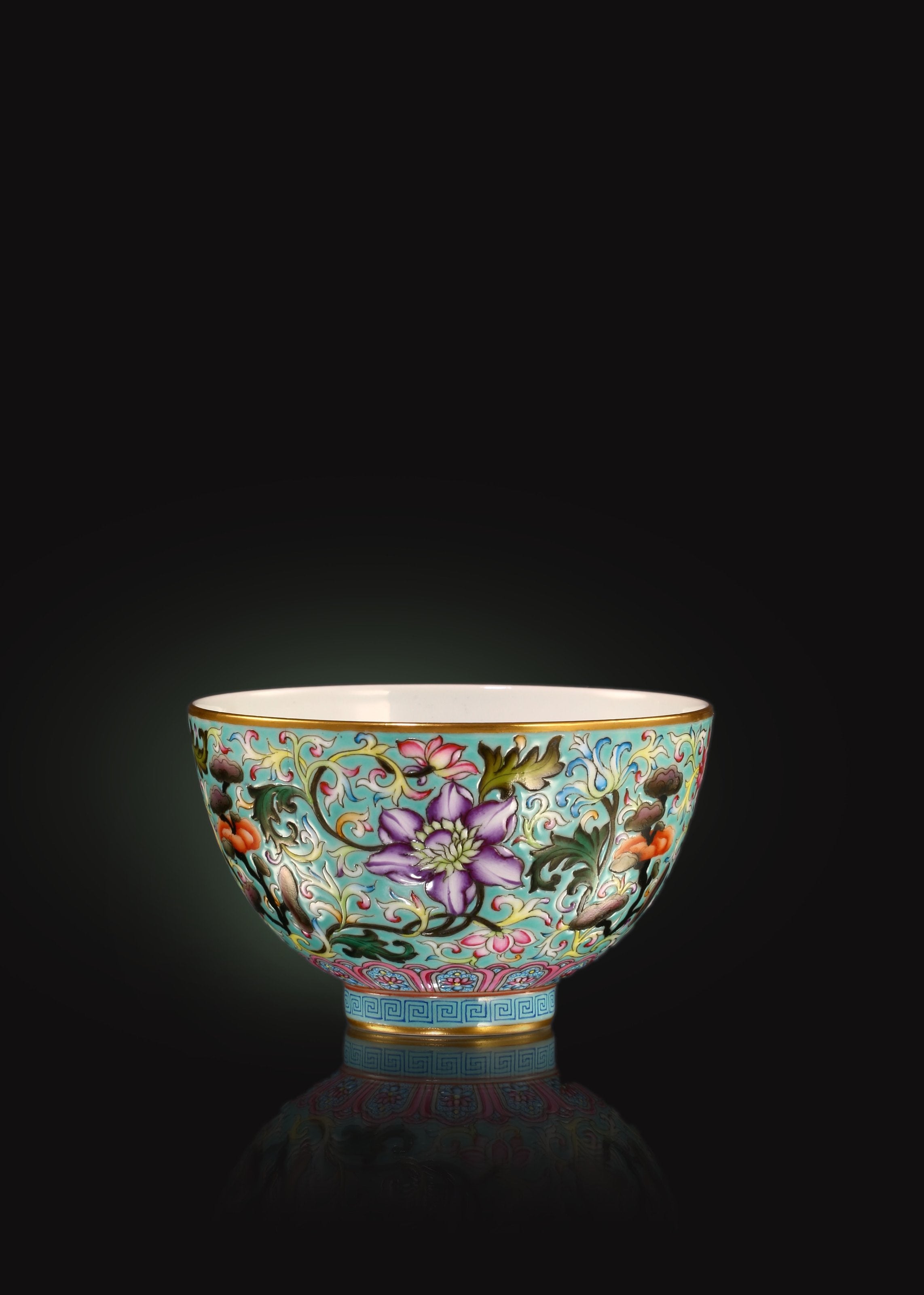 Enamel Chicken Heart Cup with Lingzhi Pattern