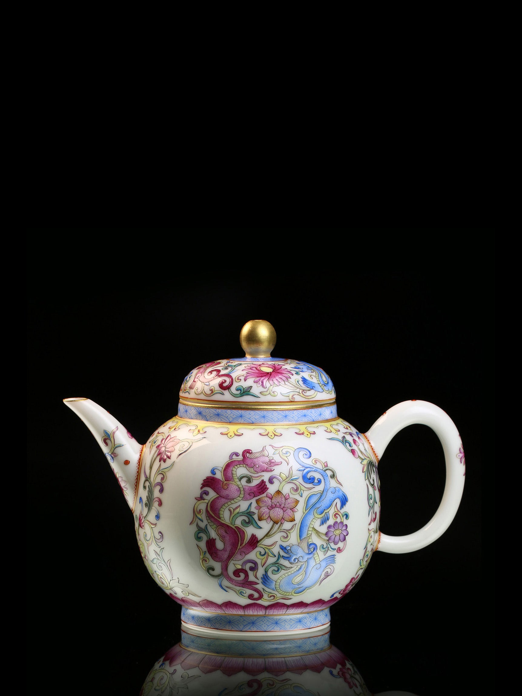 琺瑯彩龍鳳呈祥壺