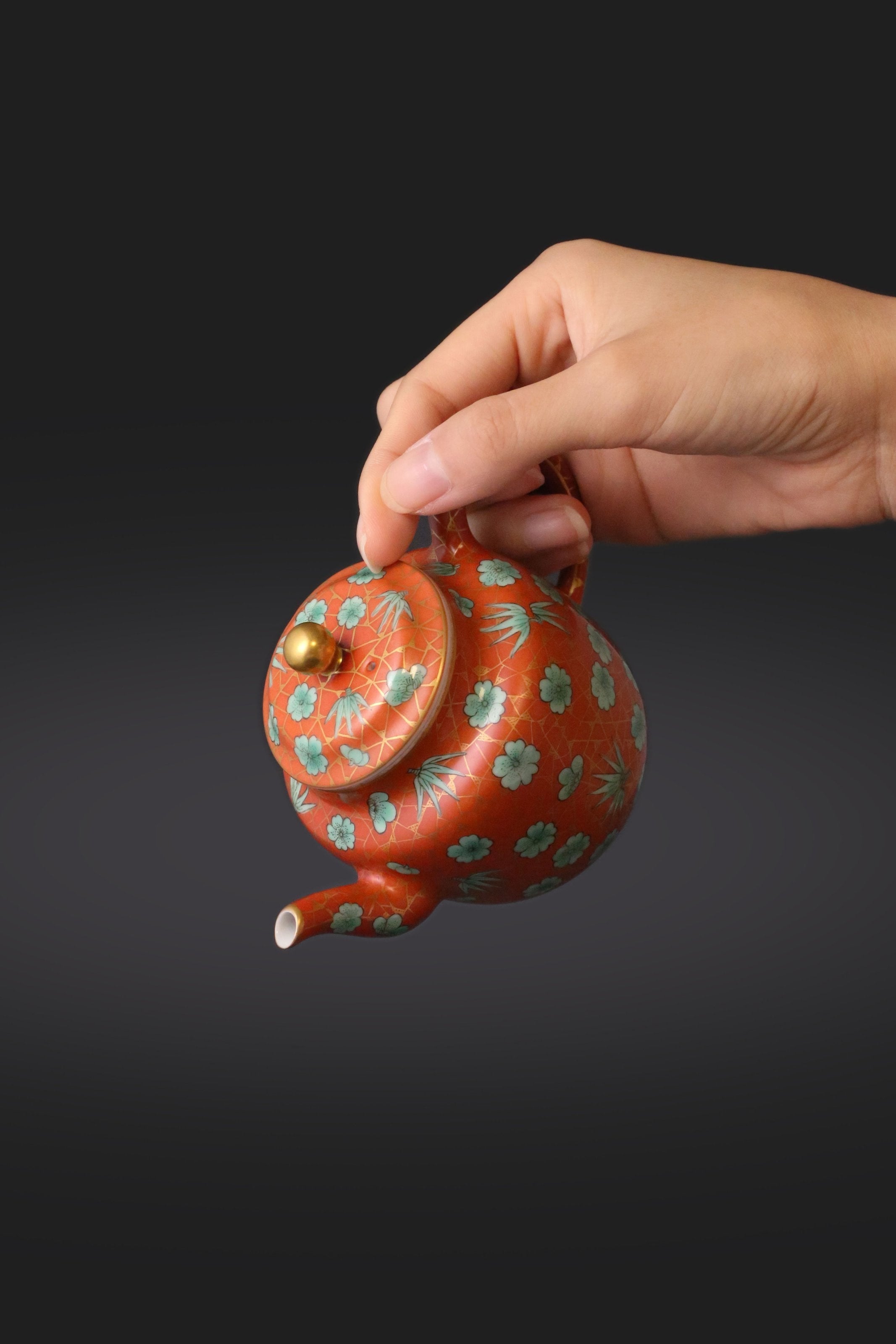 Iron-Red Ice Plum Palace Lantern Teapot