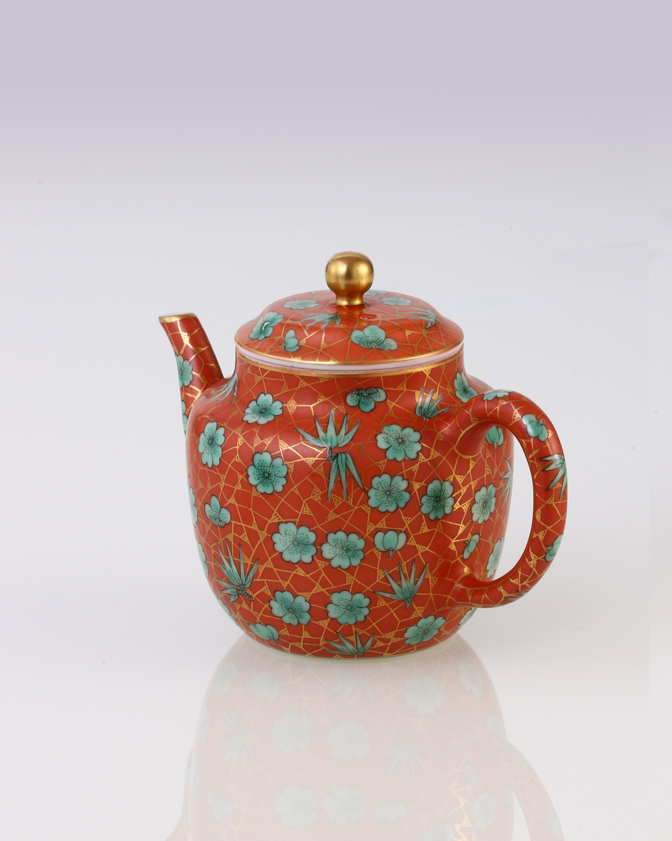 Iron-Red Ice Plum Palace Lantern Teapot