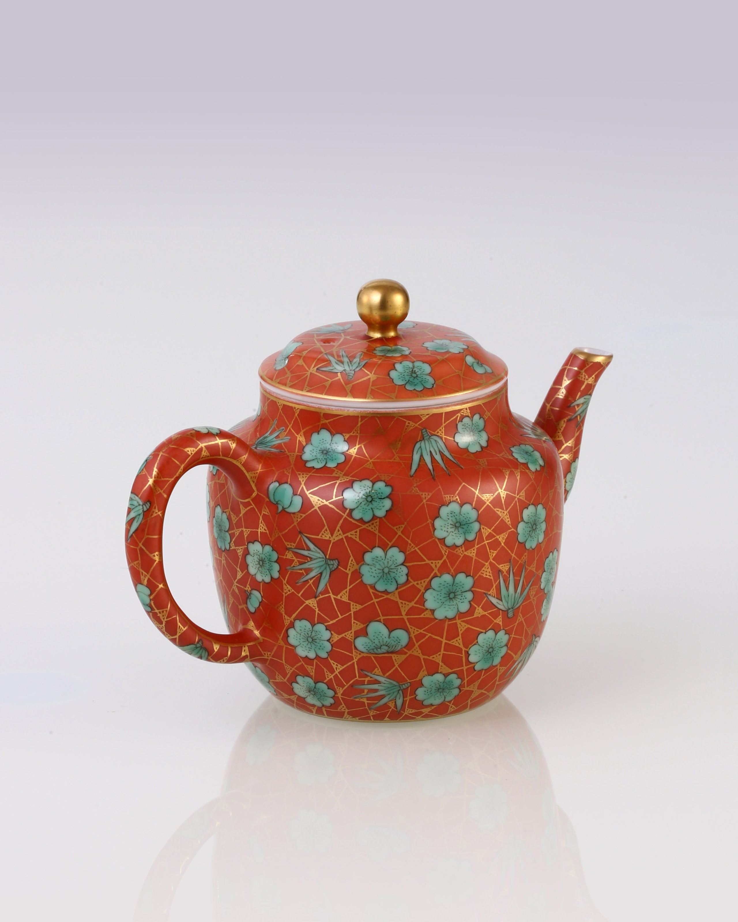 Iron-Red Ice Plum Palace Lantern Teapot