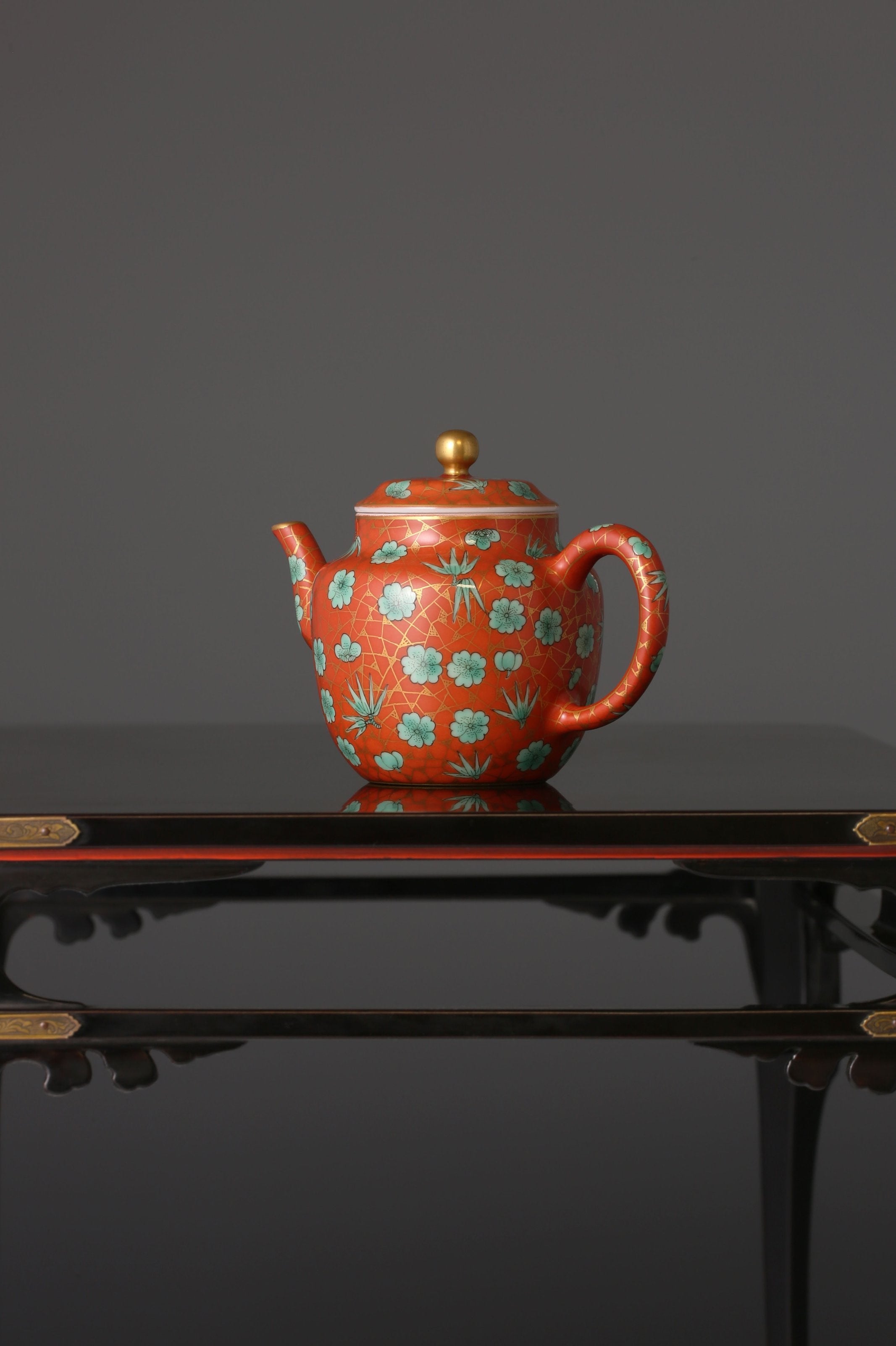 Iron-Red Ice Plum Palace Lantern Teapot