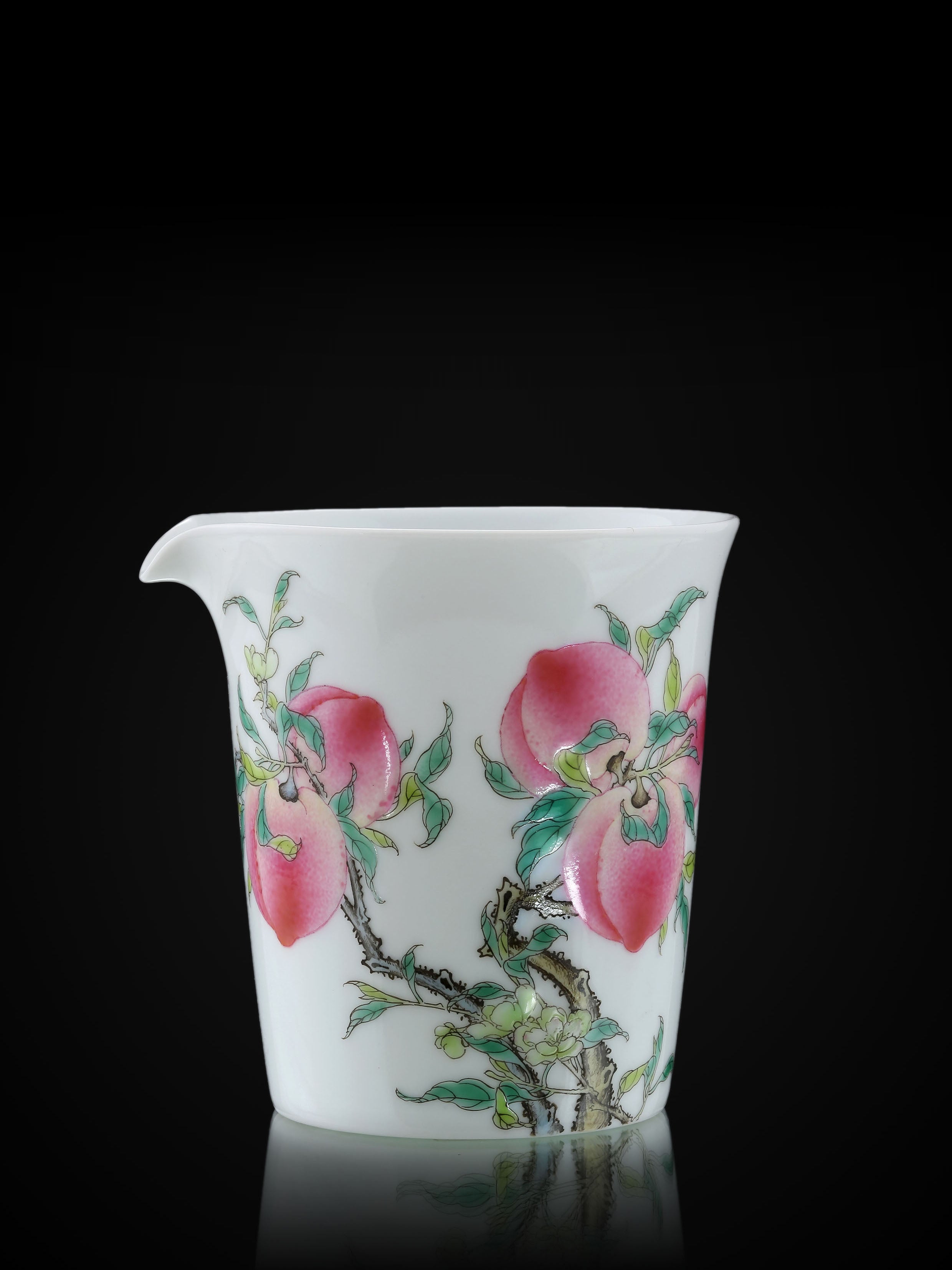 粉彩金花壽桃茶倉/公道杯/雞心杯