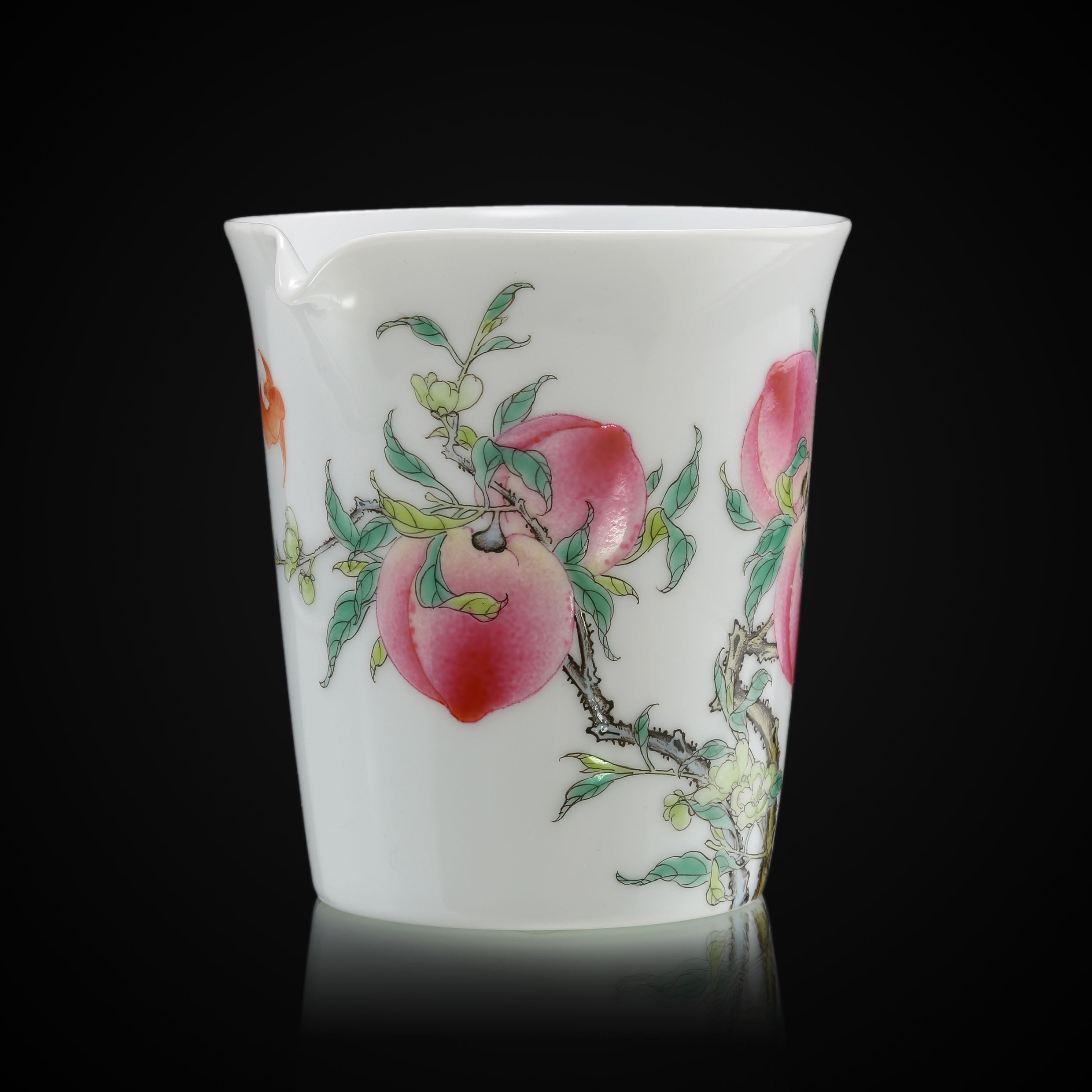 粉彩金花壽桃茶倉/公道杯/雞心杯