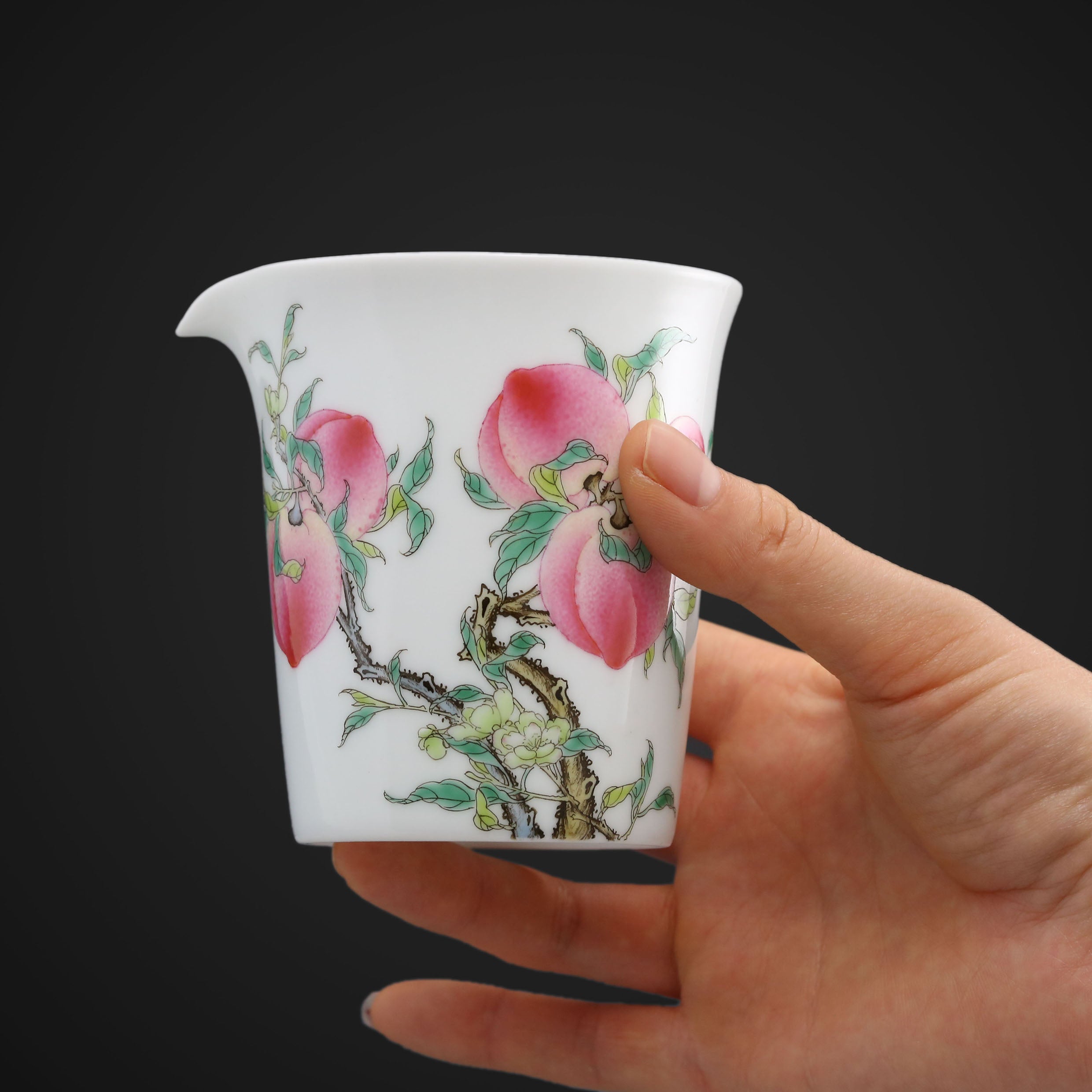 粉彩金花壽桃茶倉/公道杯/雞心杯