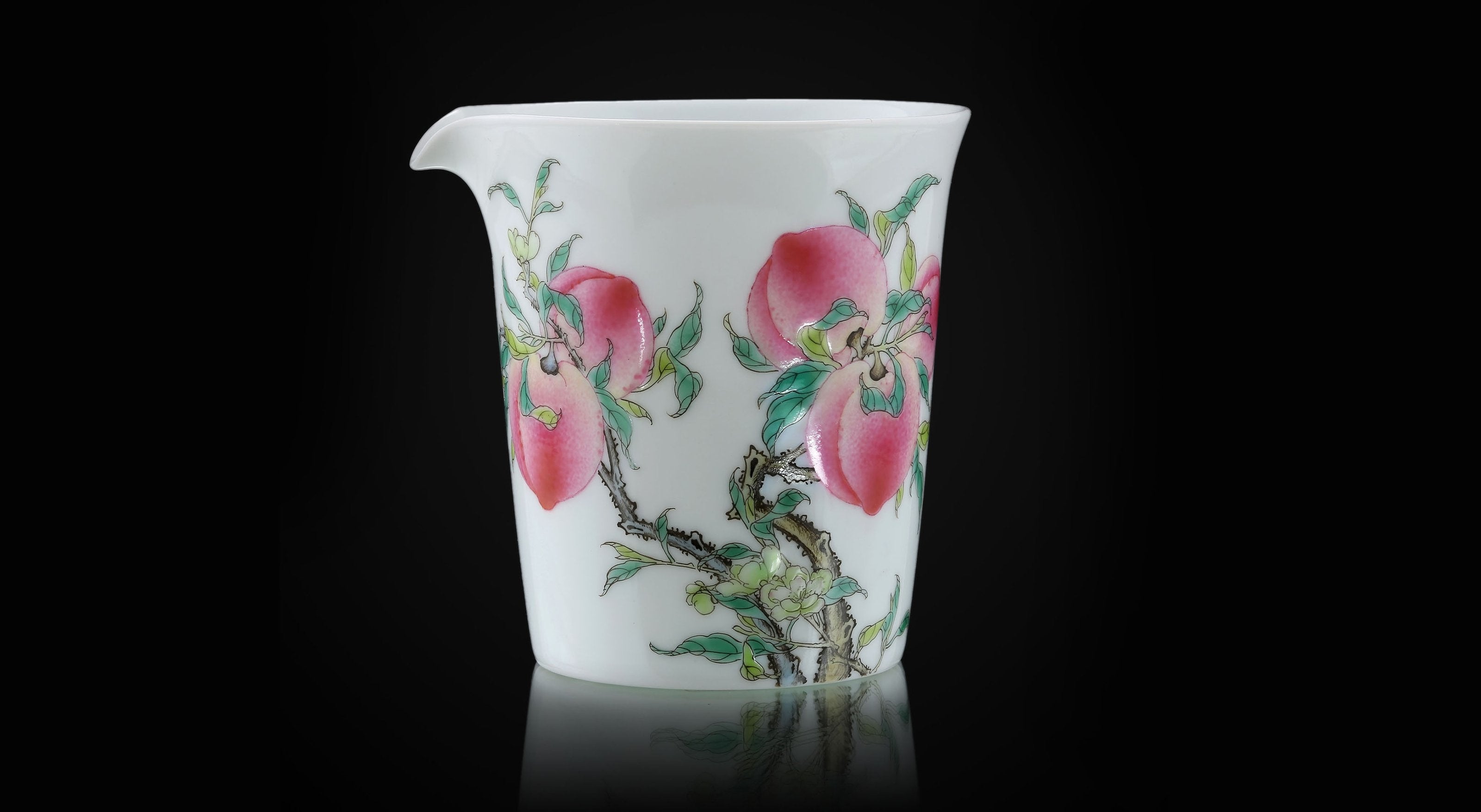 粉彩金花壽桃茶倉/公道杯/雞心杯