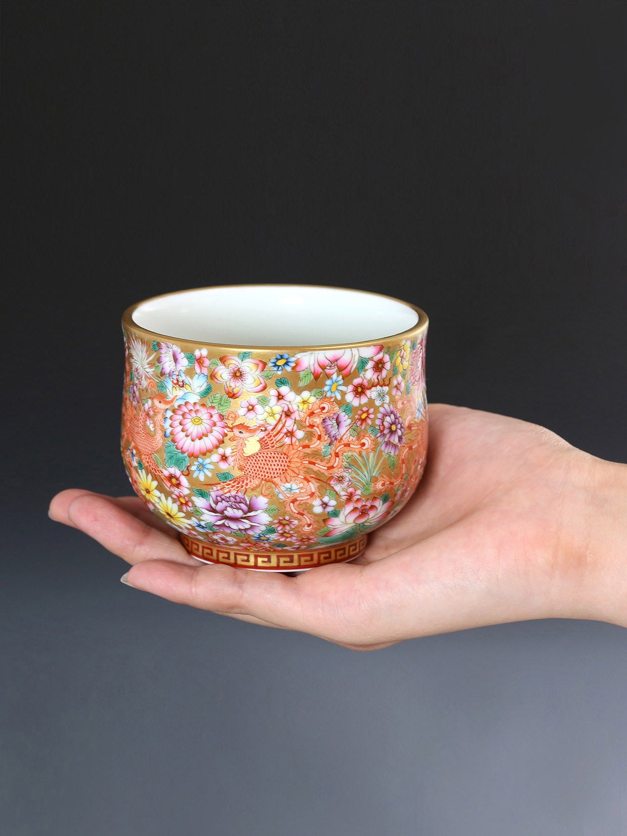 Phoenix Motif Hundred-Flower Cup