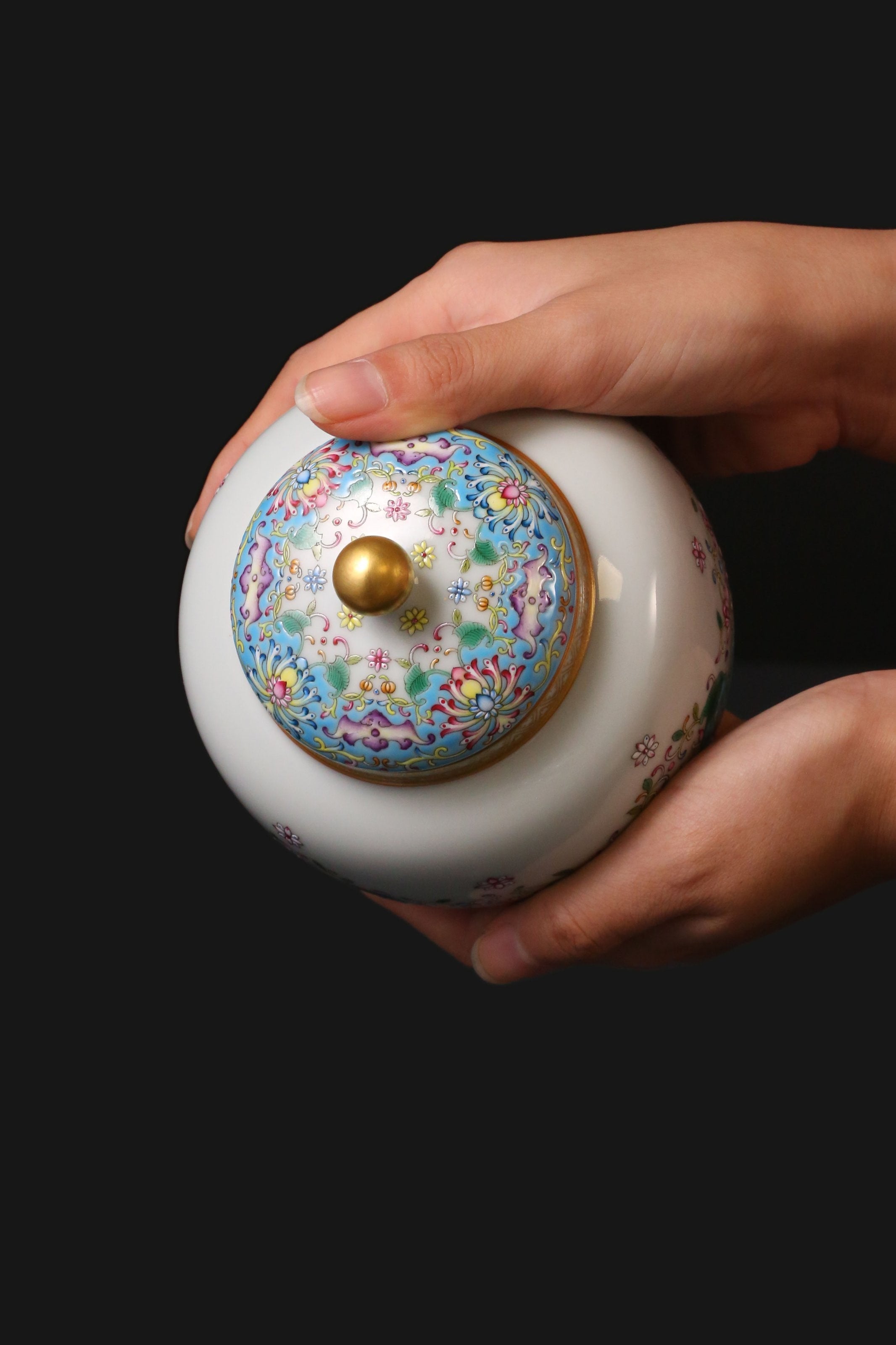 大雅斋福瑞缠枝宝相花茶仓 三色