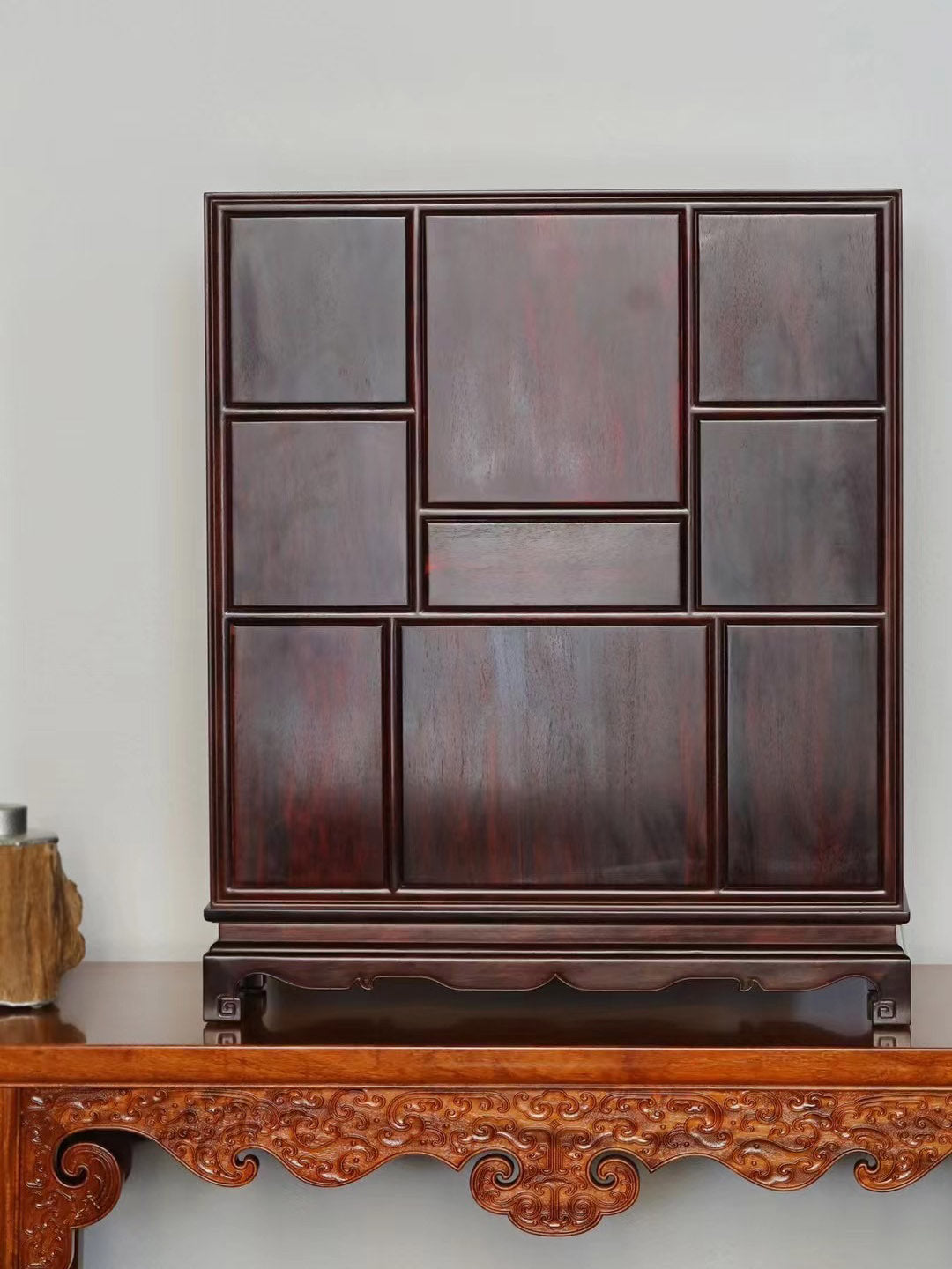 小叶紫檀拐子龙多宝茶柜