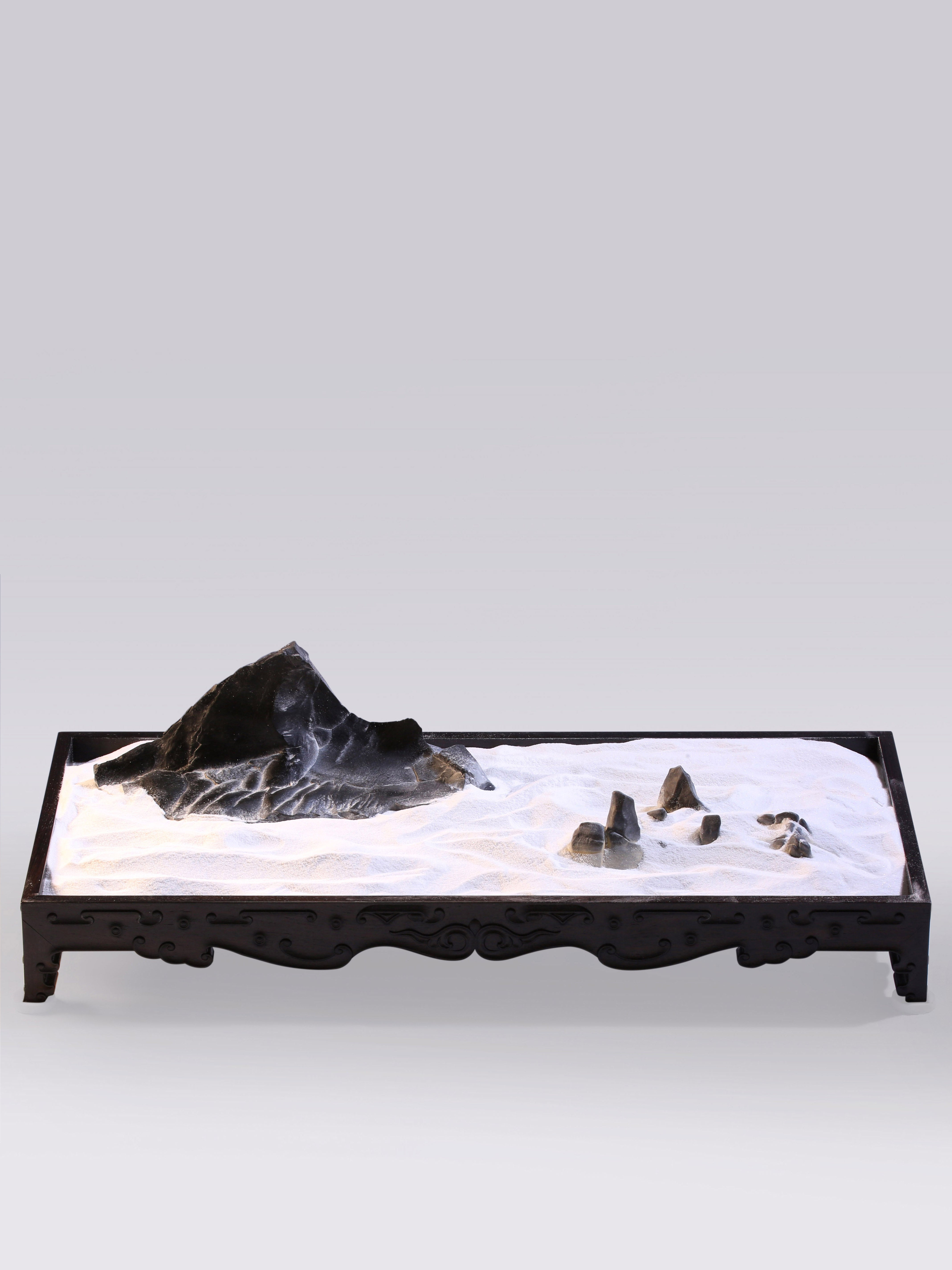 孤峰雲天外 靈璧石盆景